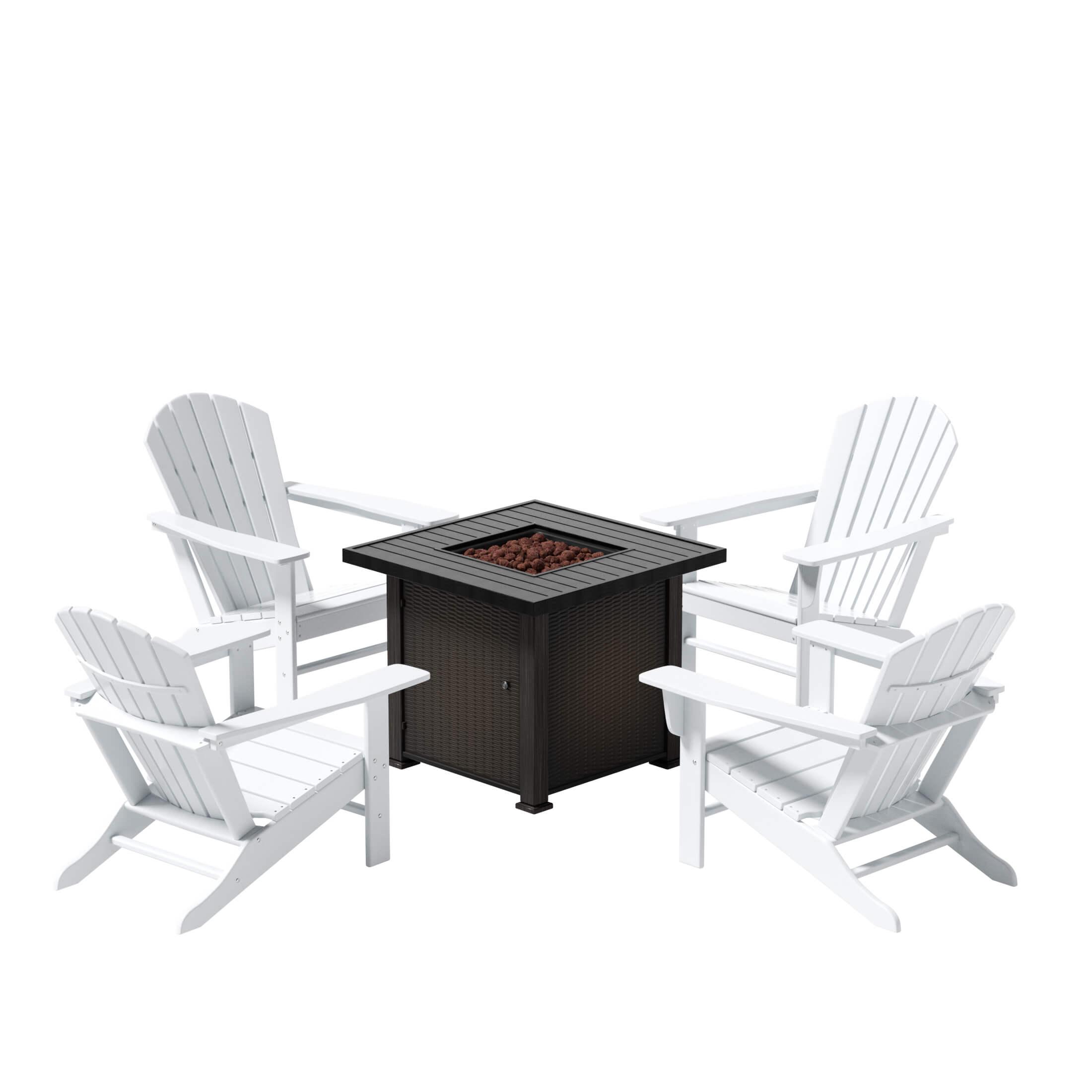 Portside Outdoor Adirondack Chair with Square Fire Pit Table Sets - Costaelm