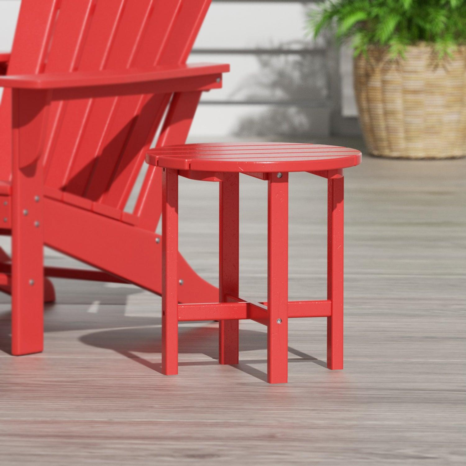 Portside Patio Adirondack Round Outdoor Side Table - Costaelm