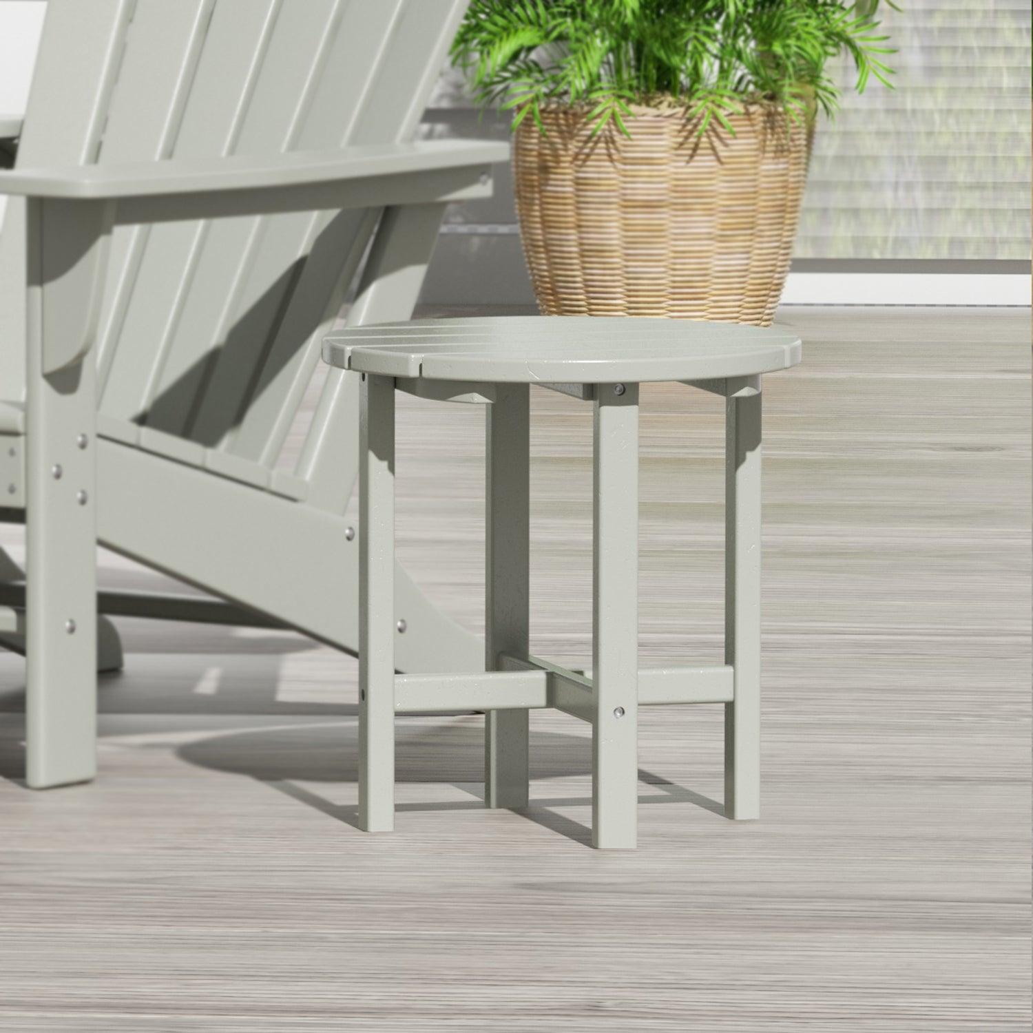 Portside Patio Adirondack Round Outdoor Side Table - Costaelm