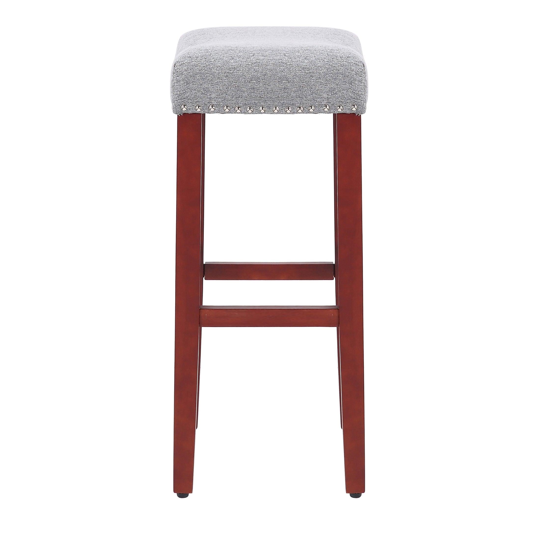 Sierra 29" Upholstered Saddle Seat Bar Stool, Cherry/Gray