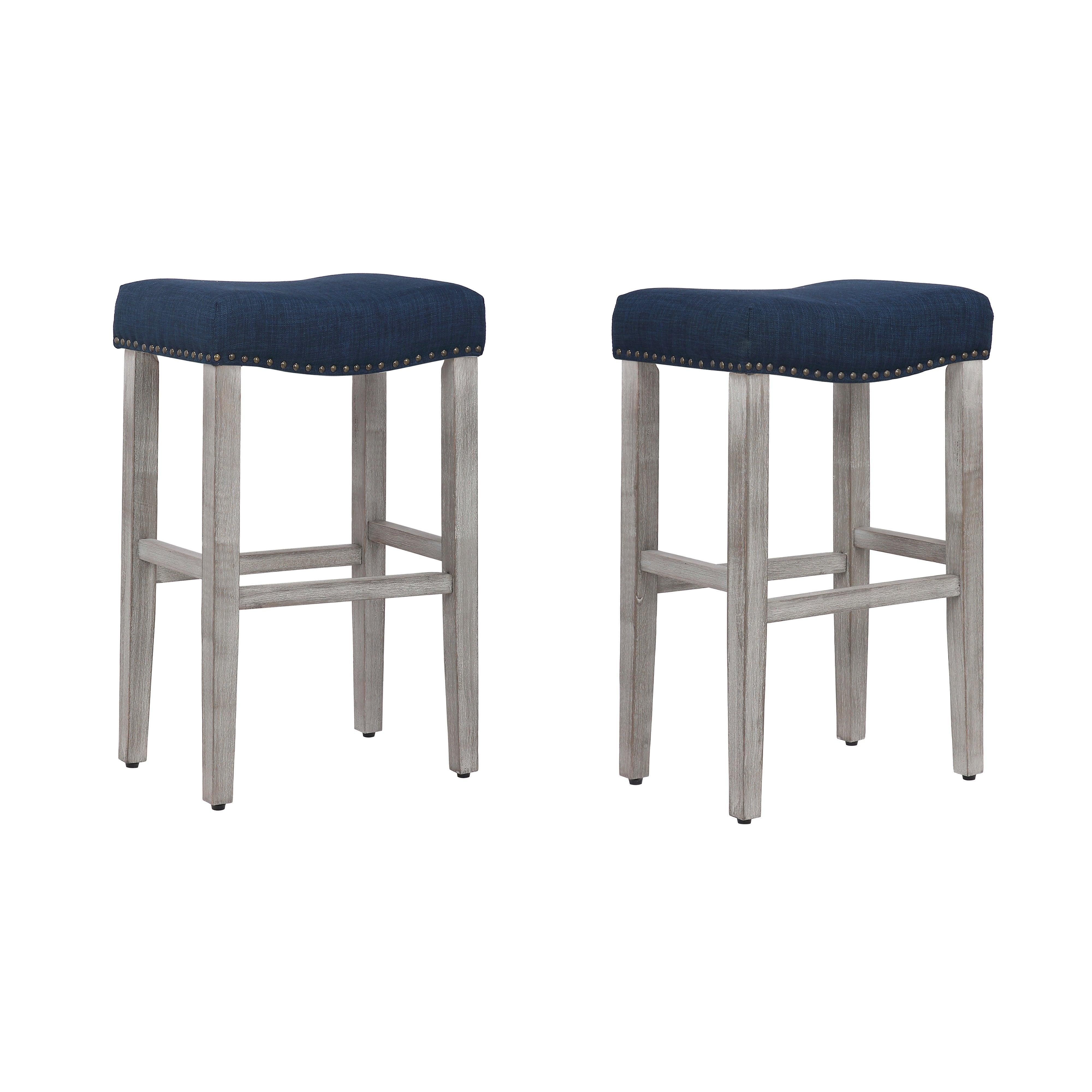 Bulmon 29" inch Upholstered Barstools with Nailhead Trim (Set of 2) - Costaelm