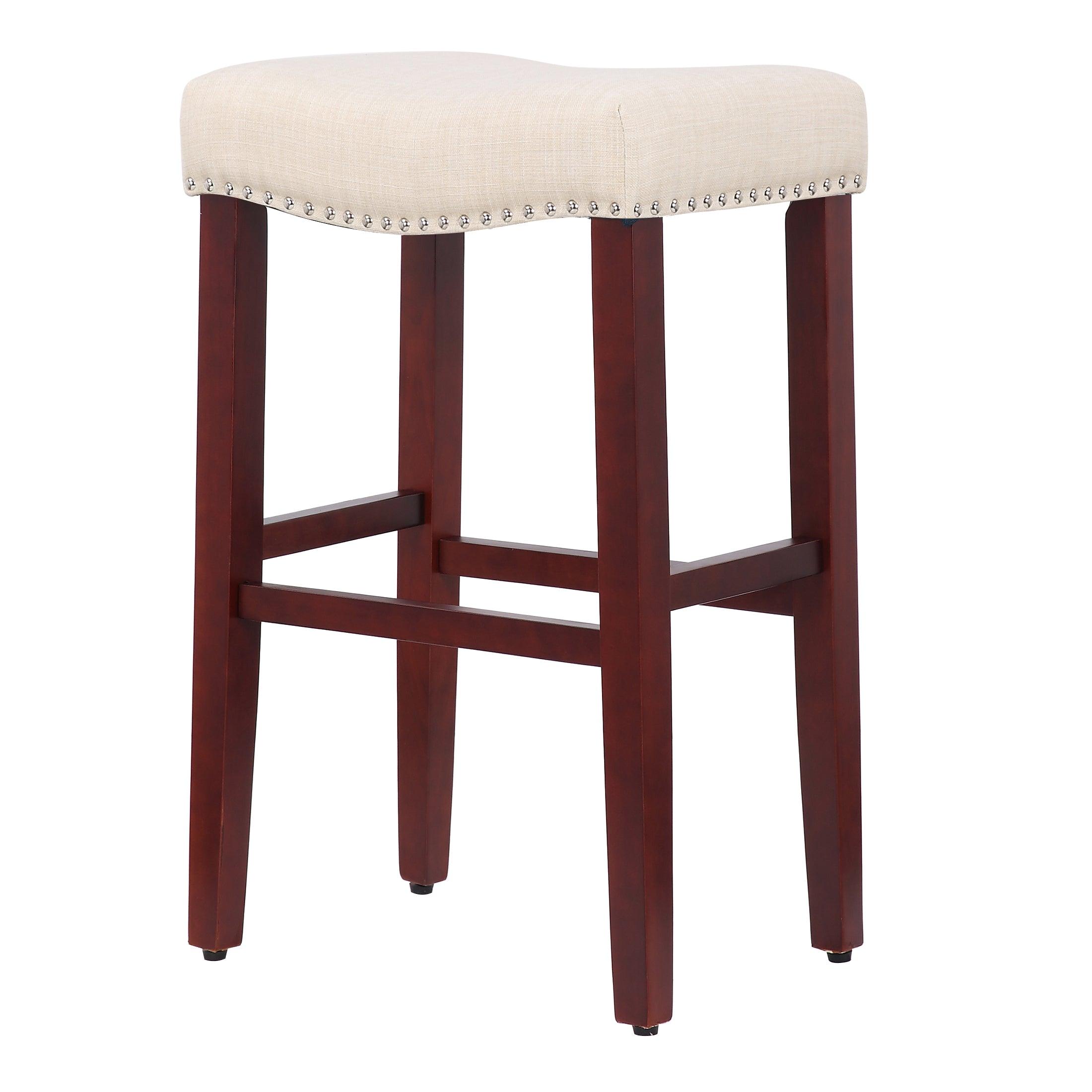 Bulmon 29" inch Upholstered Bar Stool with Nailhead Trim - Costaelm