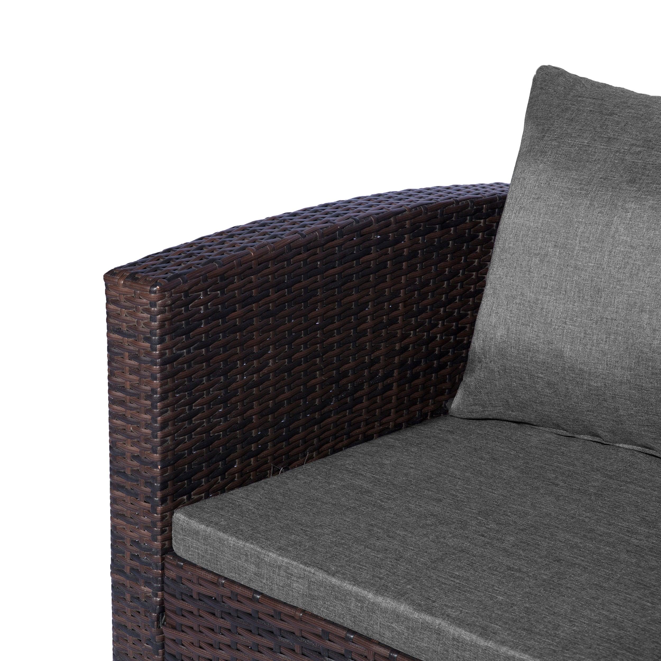 Rivera 4-Piece Outdoor Conversation Sofa Set Brown PE Rattan Wicker w/ Gray Cushions - Costaelm