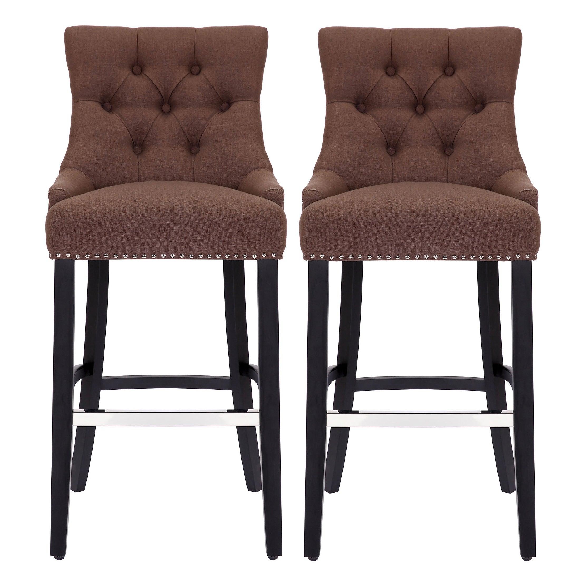 Bellmount 29" Upholstered Tufted Wingback Bar Stool (Set of 2) - Costaelm