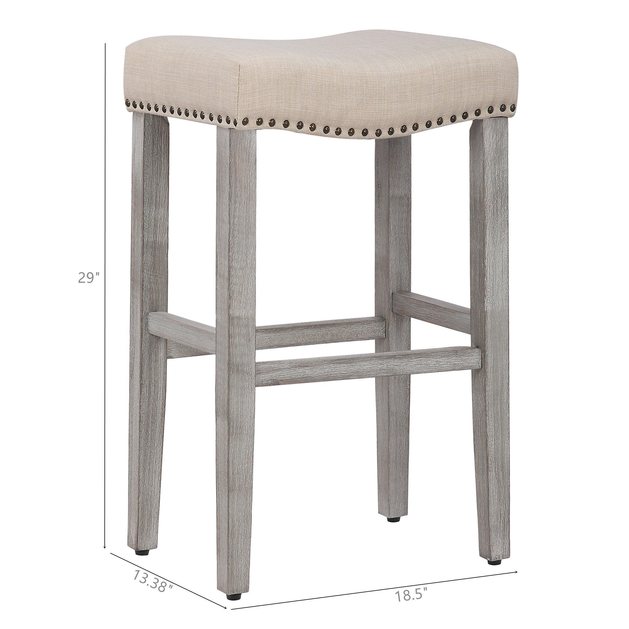 Bulmon 29" inch Upholstered Barstools with Nailhead Trim (Set of 2) - Costaelm