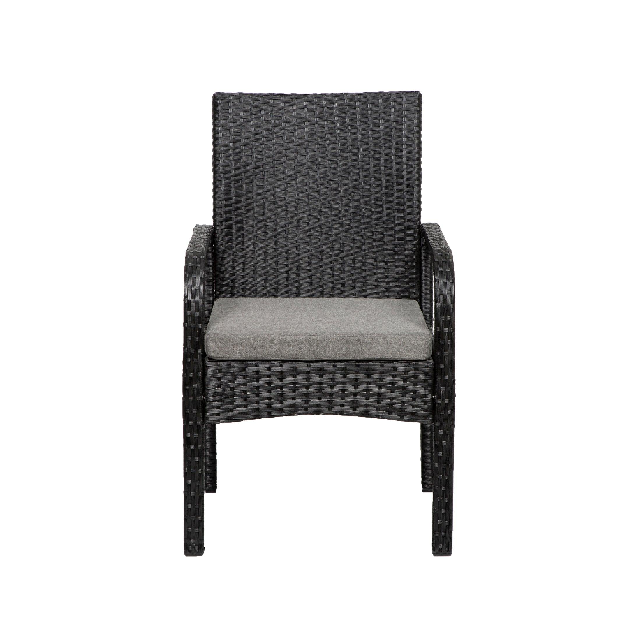 Solano 4-Piece Outdoor Patio Conversation Set Black PE Rattan Wicker w/ Gray Cushions - Costaelm