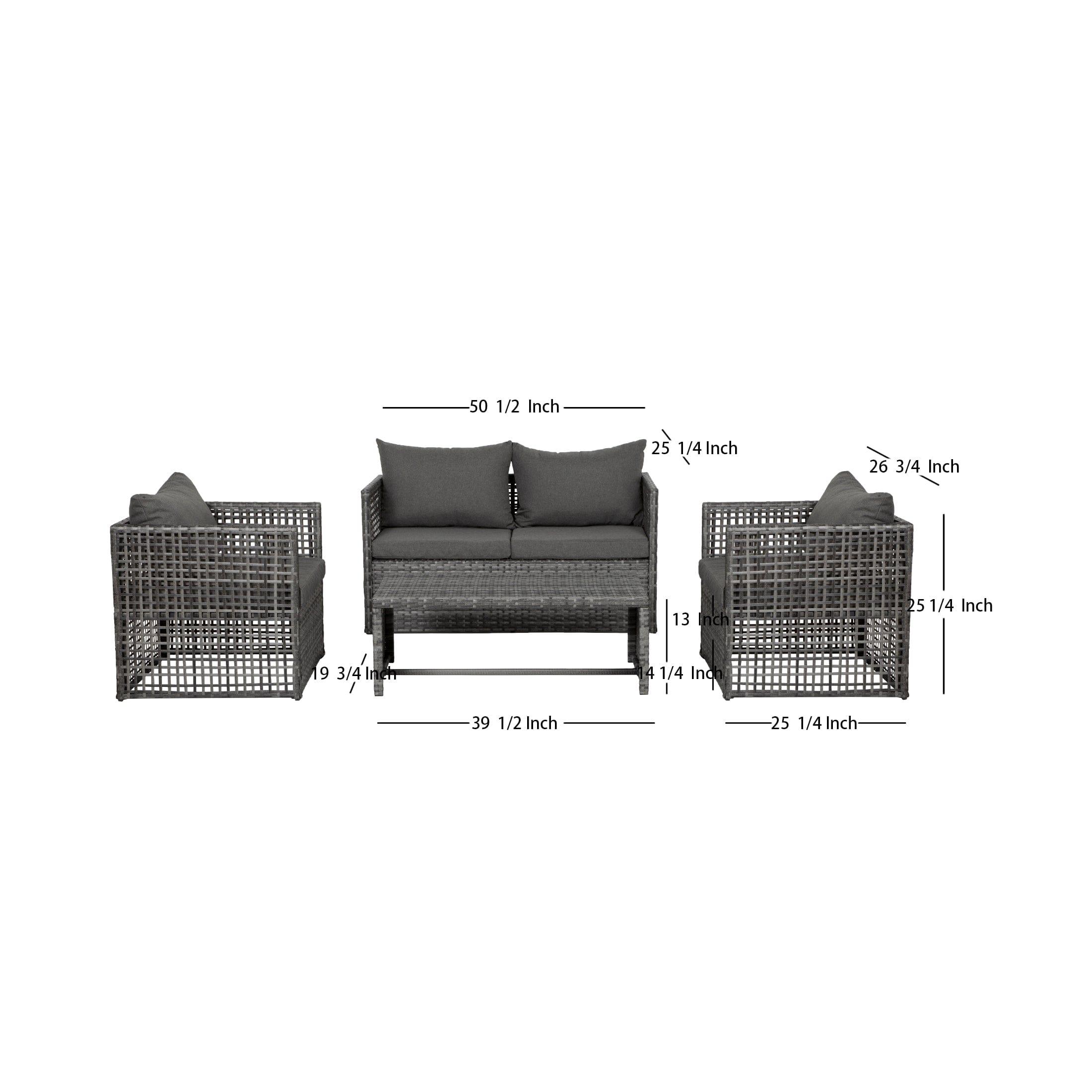 Solano 4-Piece Outdoor Patio PE Rattan Wicker Conversation Set - Costaelm