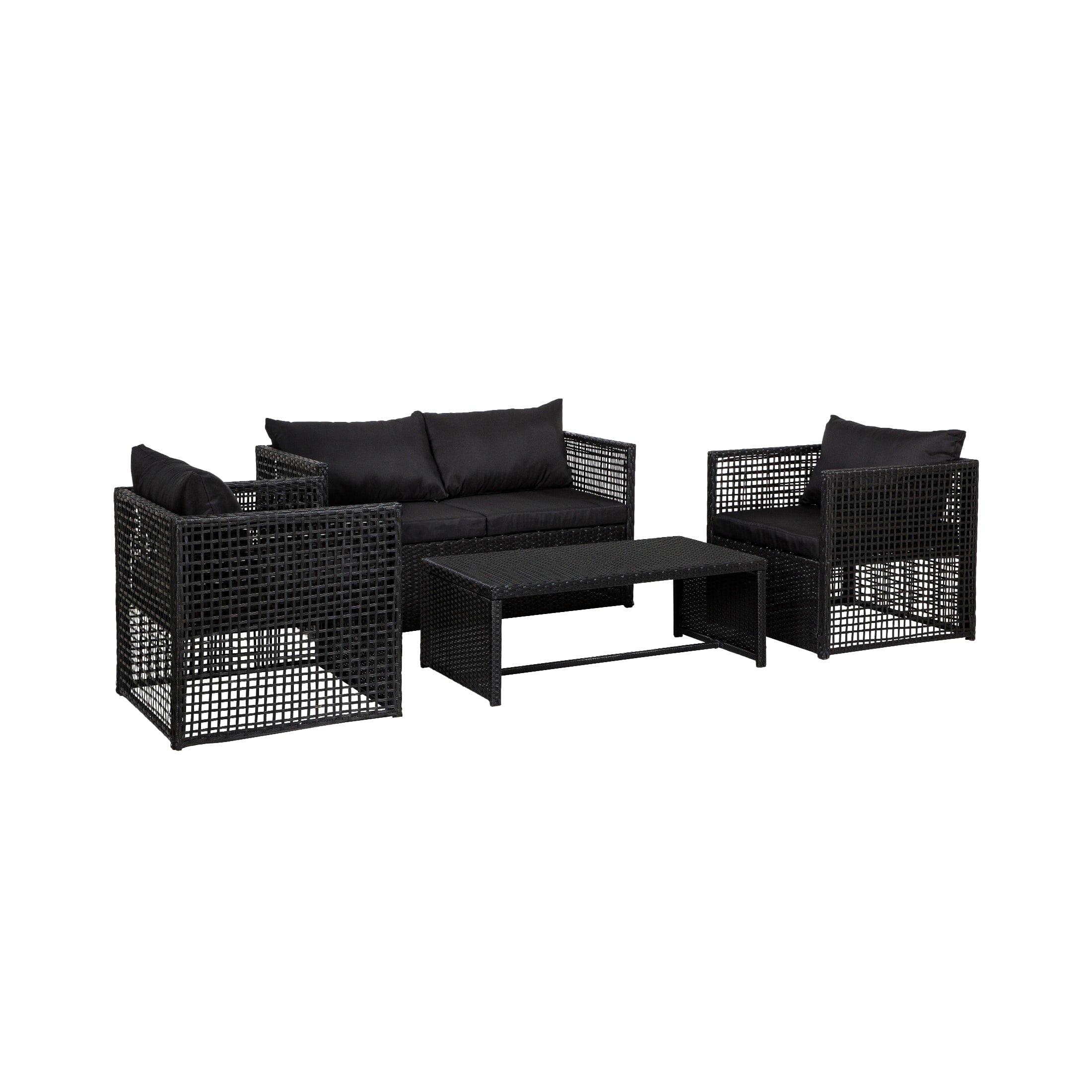 Solano 4-Piece Outdoor Patio PE Rattan Wicker Conversation Set - Costaelm