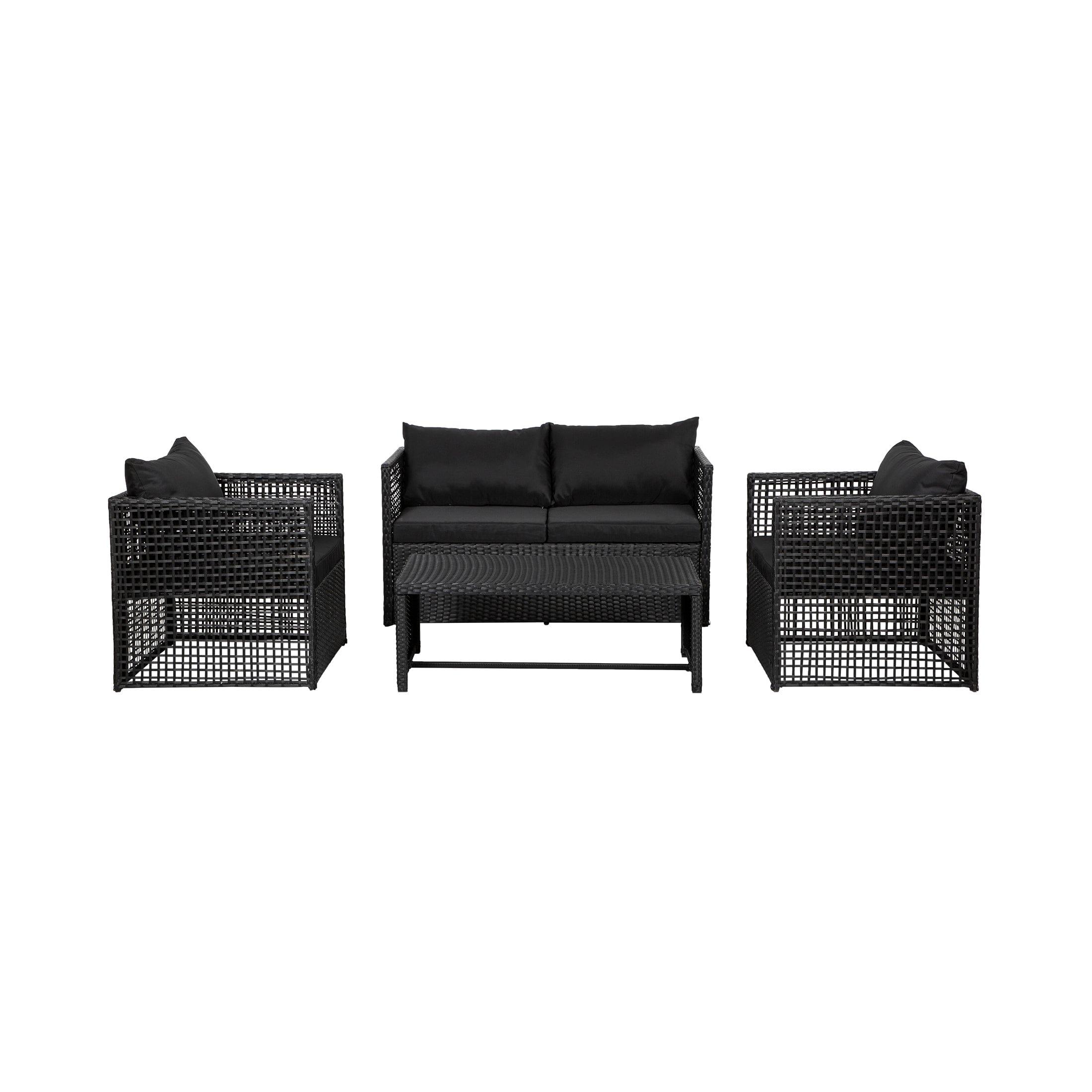 Solano 4-Piece Outdoor Patio PE Rattan Wicker Conversation Set - Costaelm