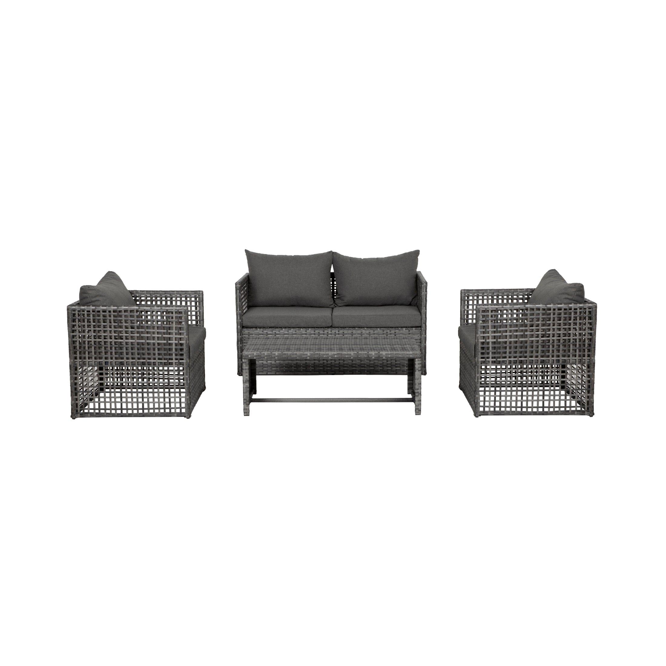 Solano 4-Piece Outdoor Patio PE Rattan Wicker Conversation Set - Costaelm