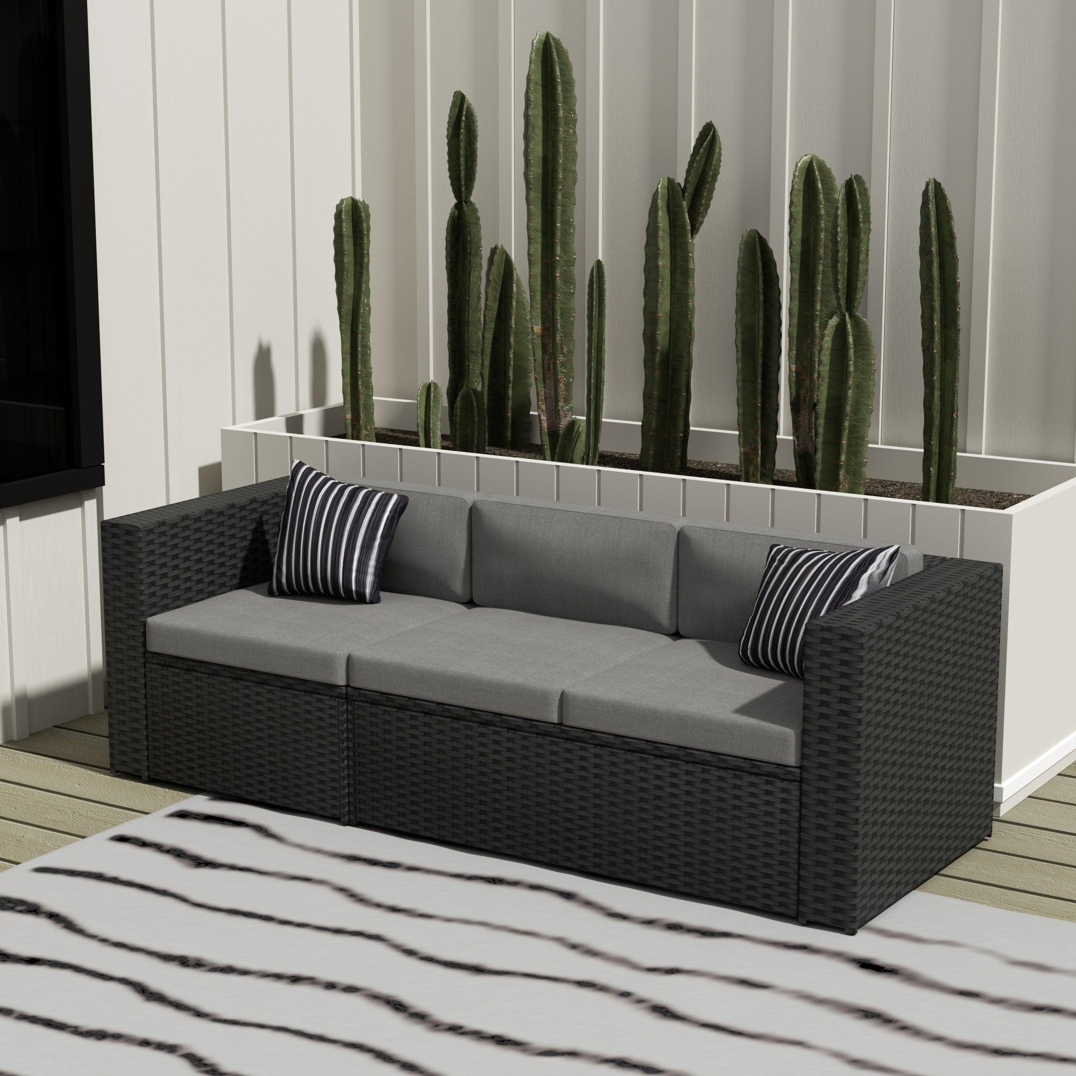 Stonewood 82" Wide Outdoor Patio Sofa With Cushions