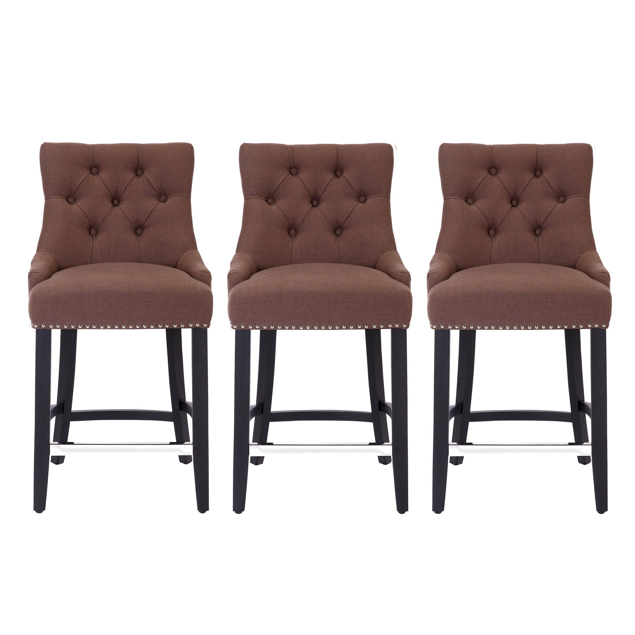 Bellmount 24" Upholstered Tufted Wingback Counter Stool (Set of 3) - Costaelm