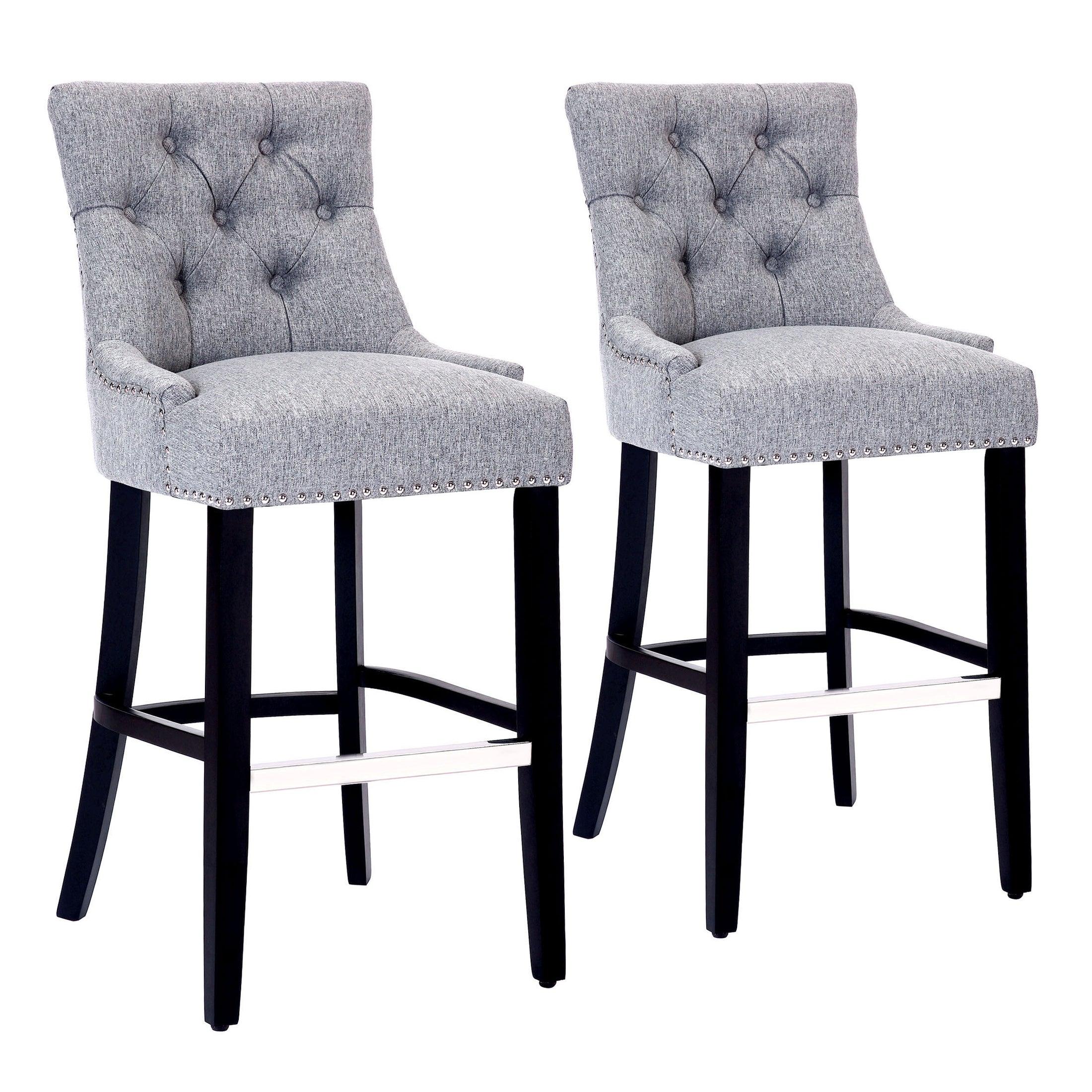 Bellmount 29" Upholstered Tufted Wingback Bar Stool (Set of 2) - Costaelm