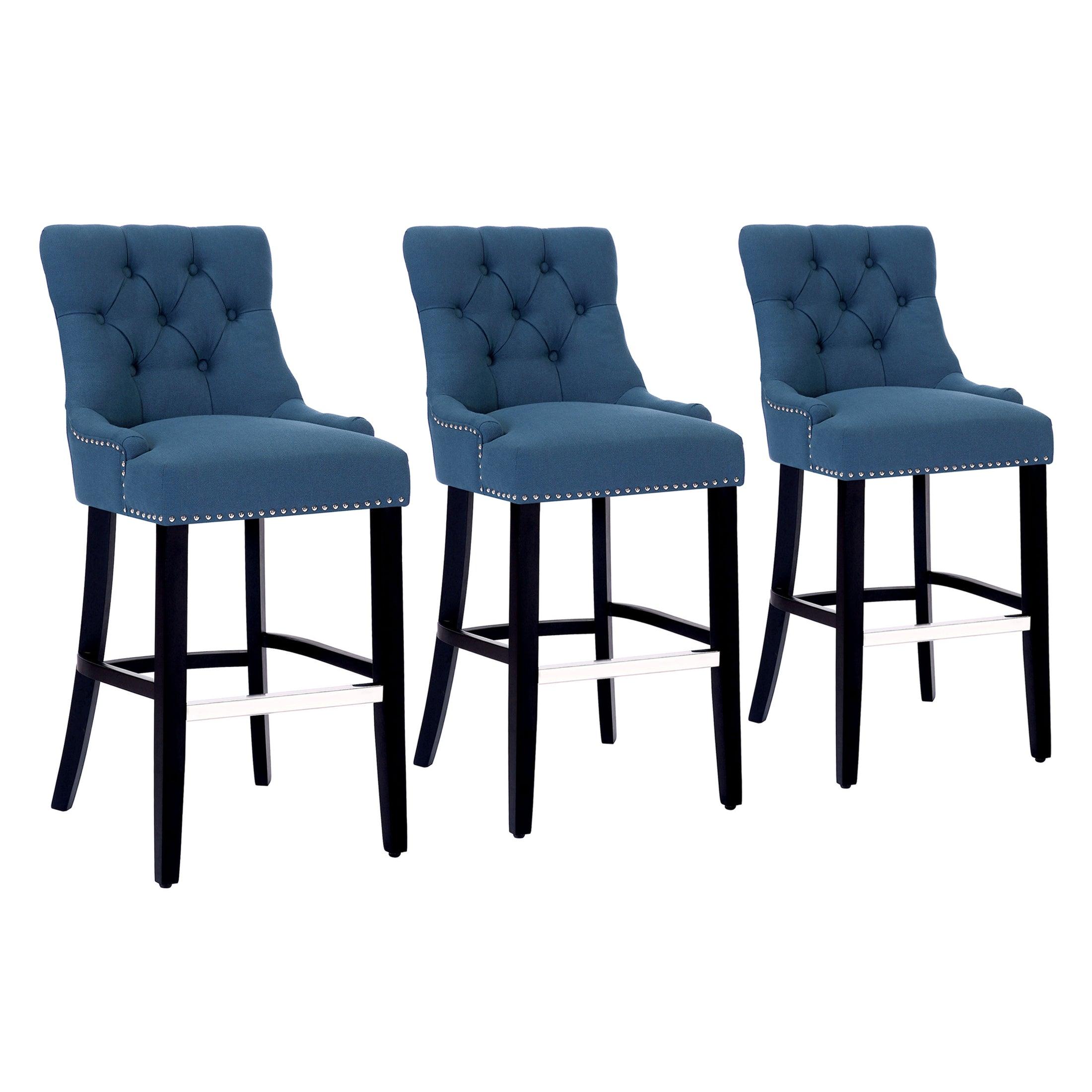 Bellmount 29" Upholstered Tufted Wingback Bar Stool (Set of 3) - Costaelm