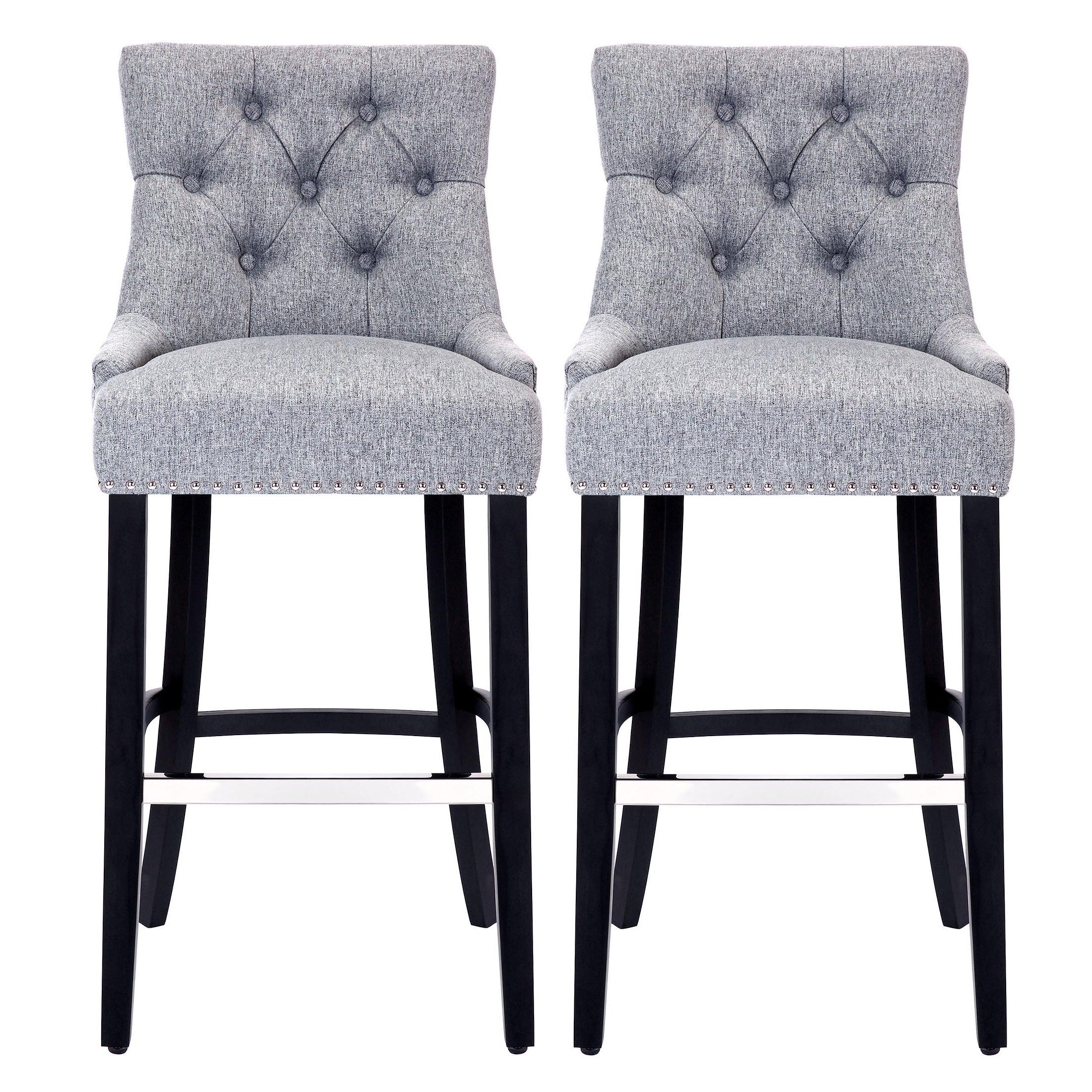 Bellmount 29" Upholstered Tufted Wingback Bar Stool (Set of 2) - Costaelm