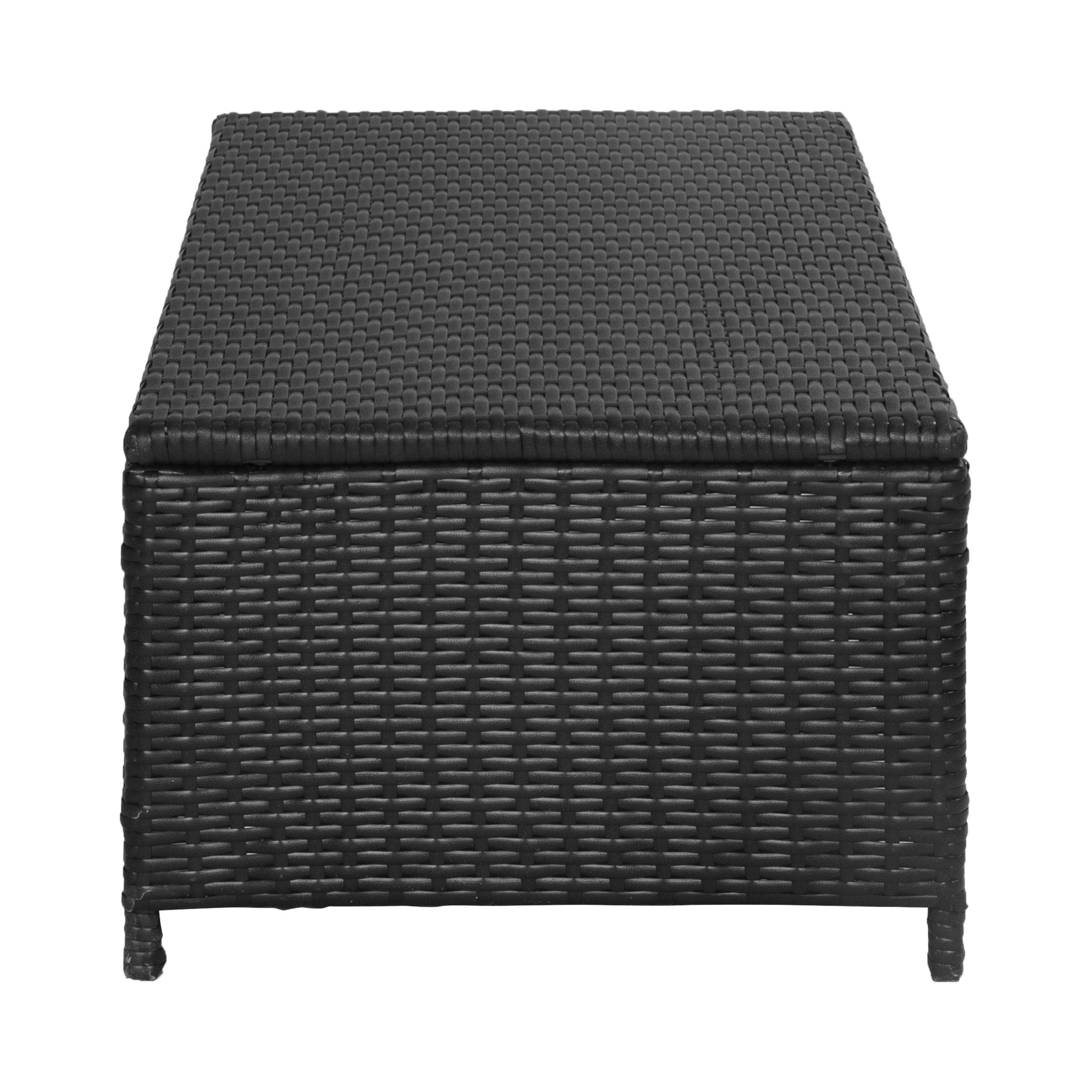 Vara 4-Piece Conversation Set Black PE Rattan Wicker with Gray Cushion - Costaelm