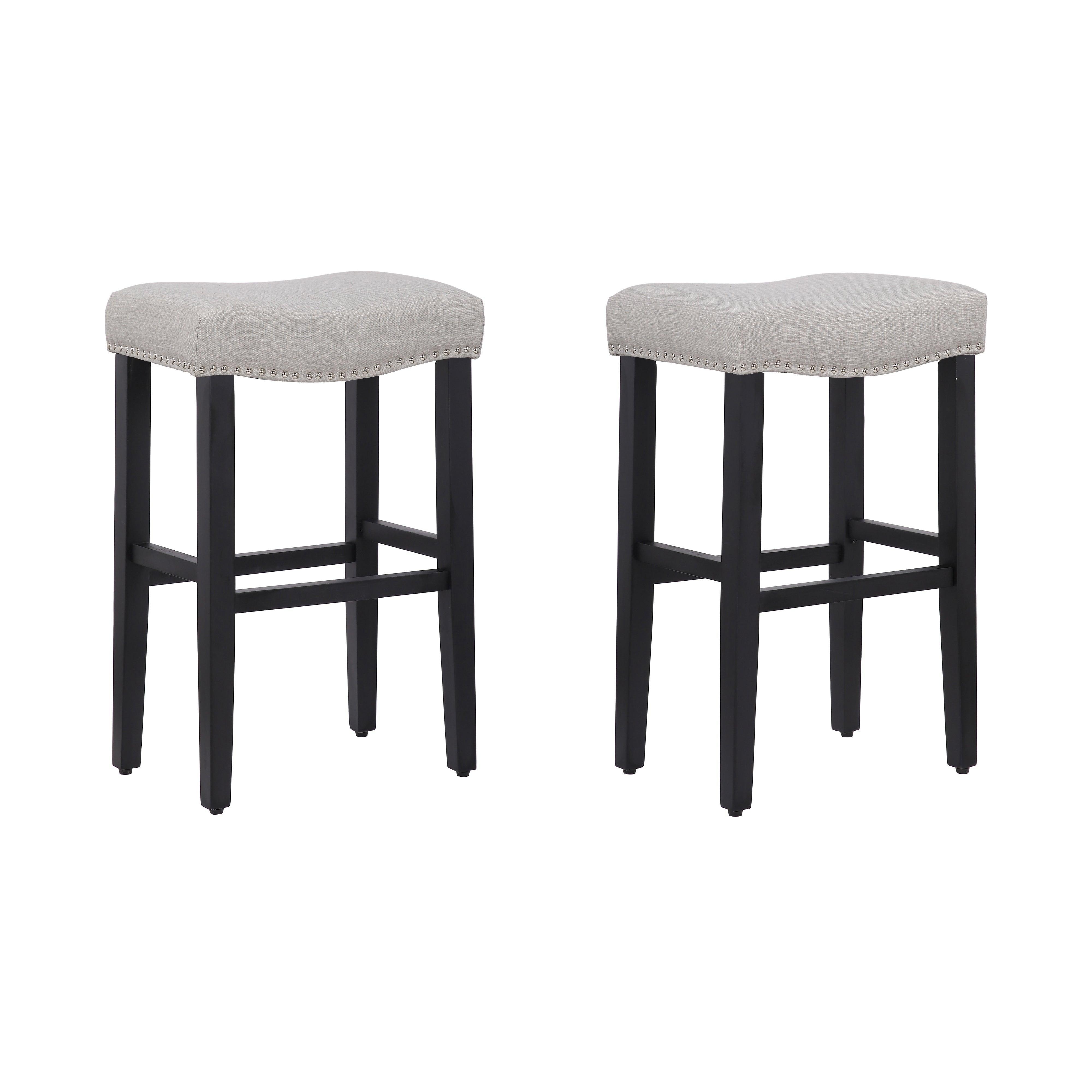 Taylor 29" Upholstered Saddle Seat Barstool (Set of 2), Gray