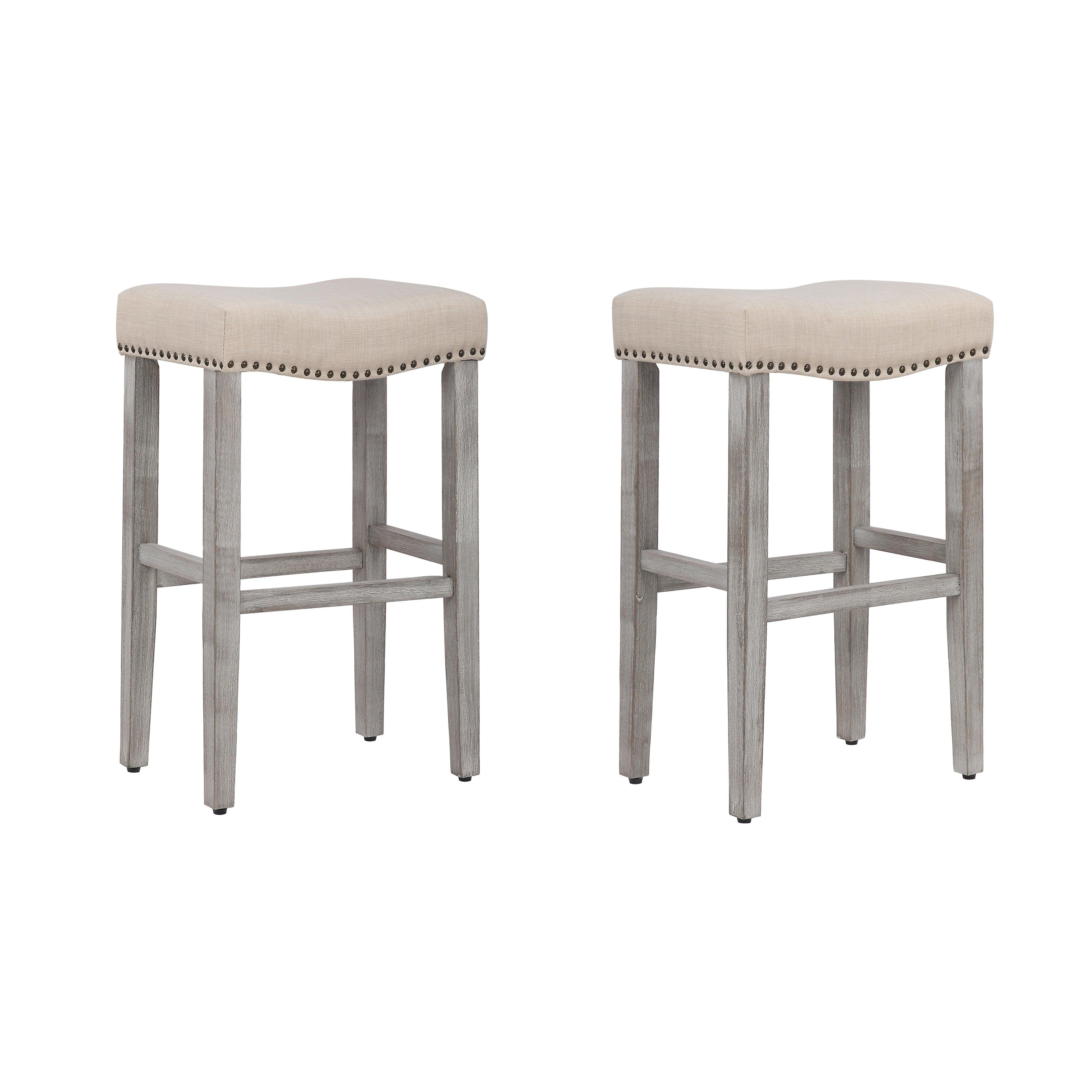 Bulmon 29" inch Upholstered Barstools with Nailhead Trim (Set of 2) - Costaelm