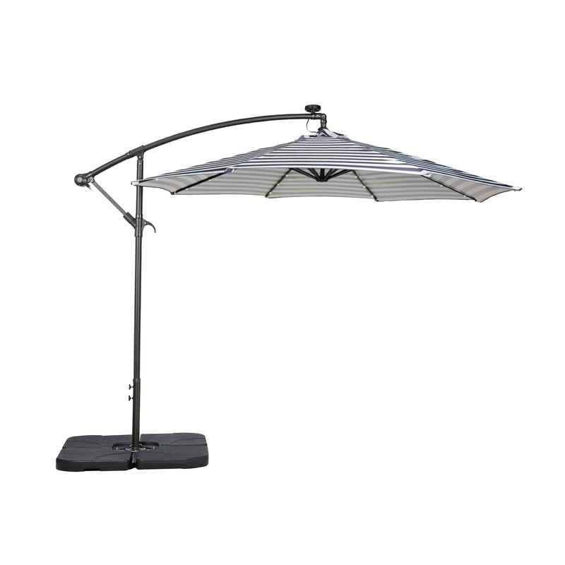 Westlake 10 Ft Solar LED Cantilever Offset Patio Umbrella with 4-Piece Base Weights Included - Costaelm