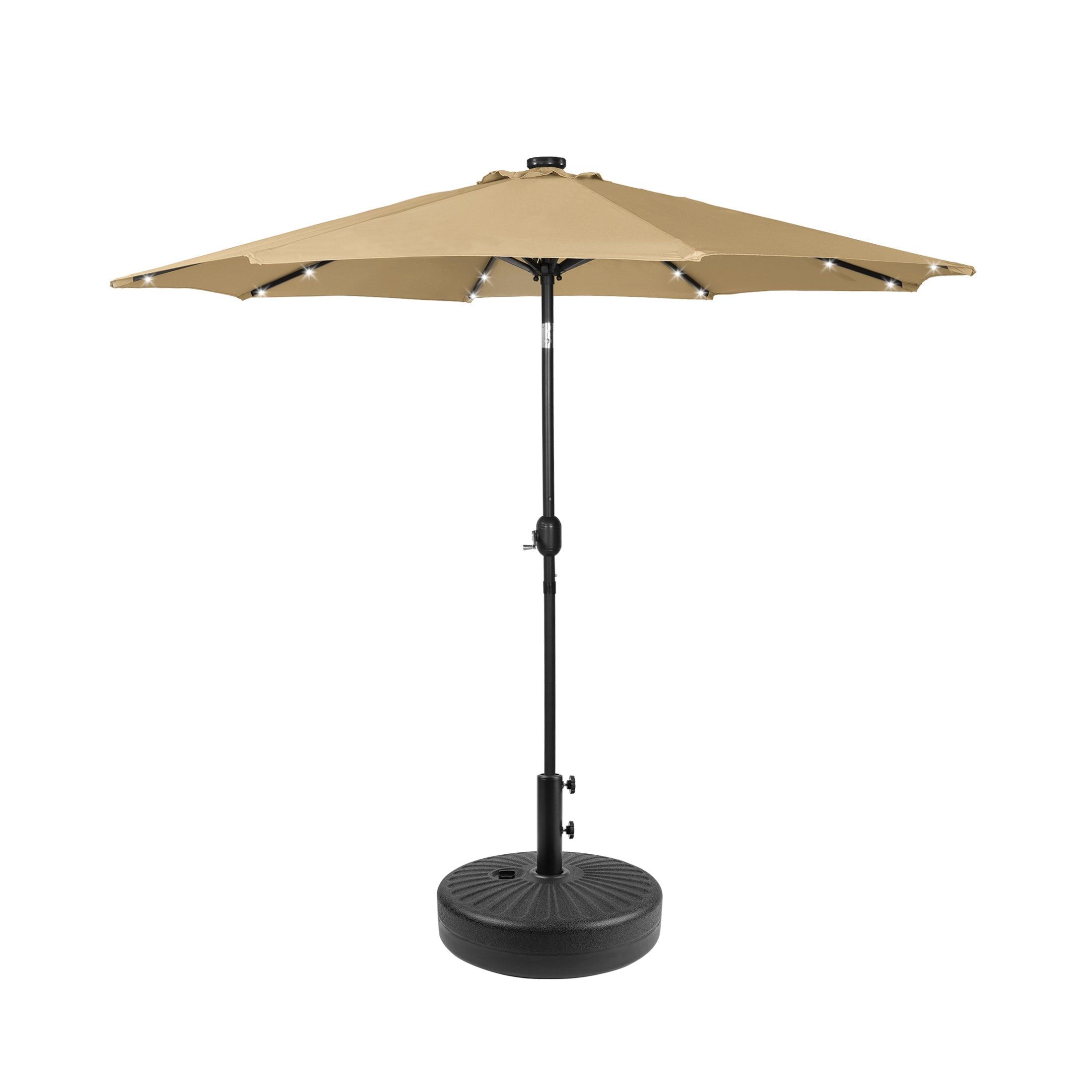 Westlake 9 Ft Solar LED Patio Umbrella with Black Round Base Included - Costaelm