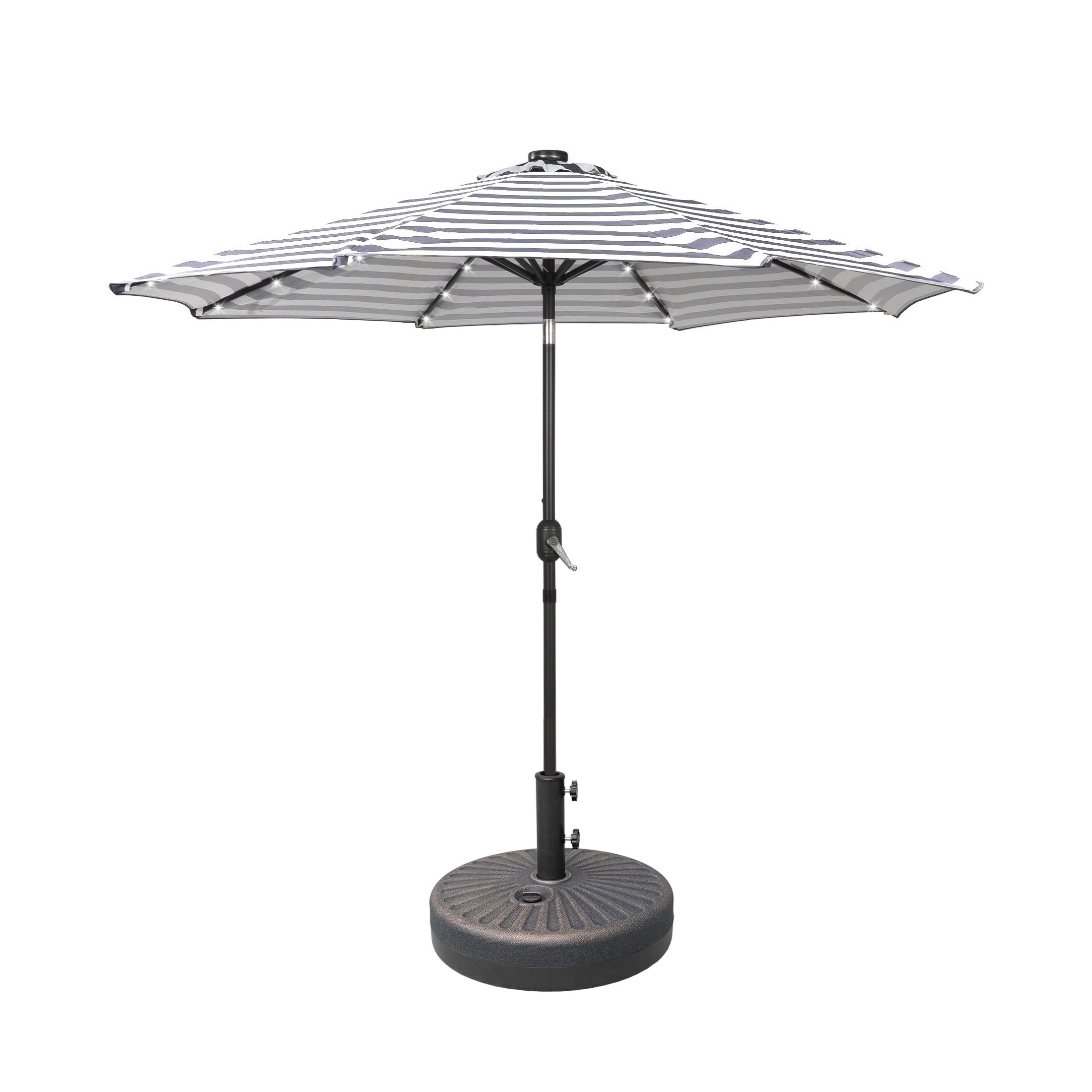 Westlake 9 Ft Solar LED Patio Umbrella with Bronze Round Base Included - Costaelm