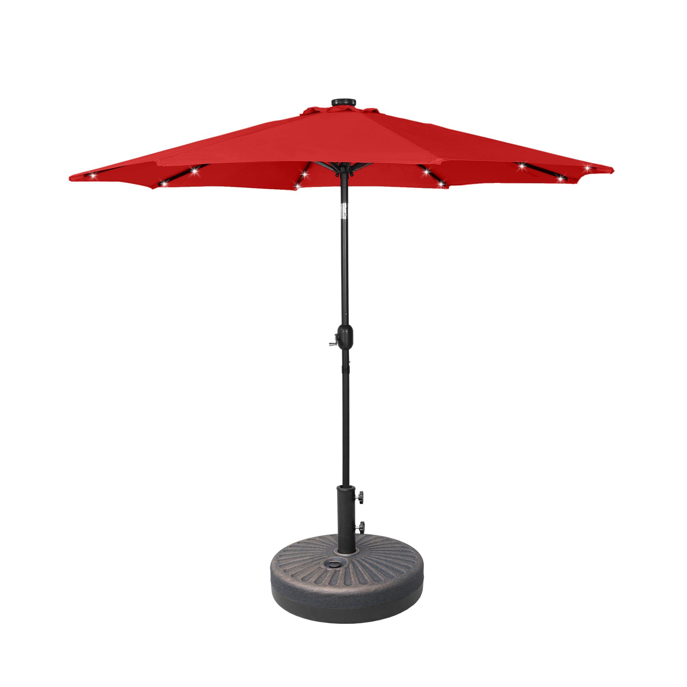 Westlake 9 Ft Solar LED Patio Umbrella with Bronze Round Base Included - Costaelm