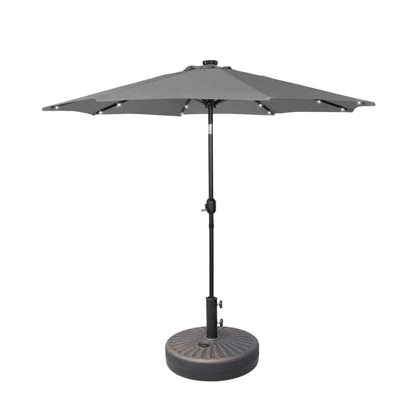 Westlake 9 Ft Solar LED Patio Umbrella with Bronze Round Base Included - Costaelm
