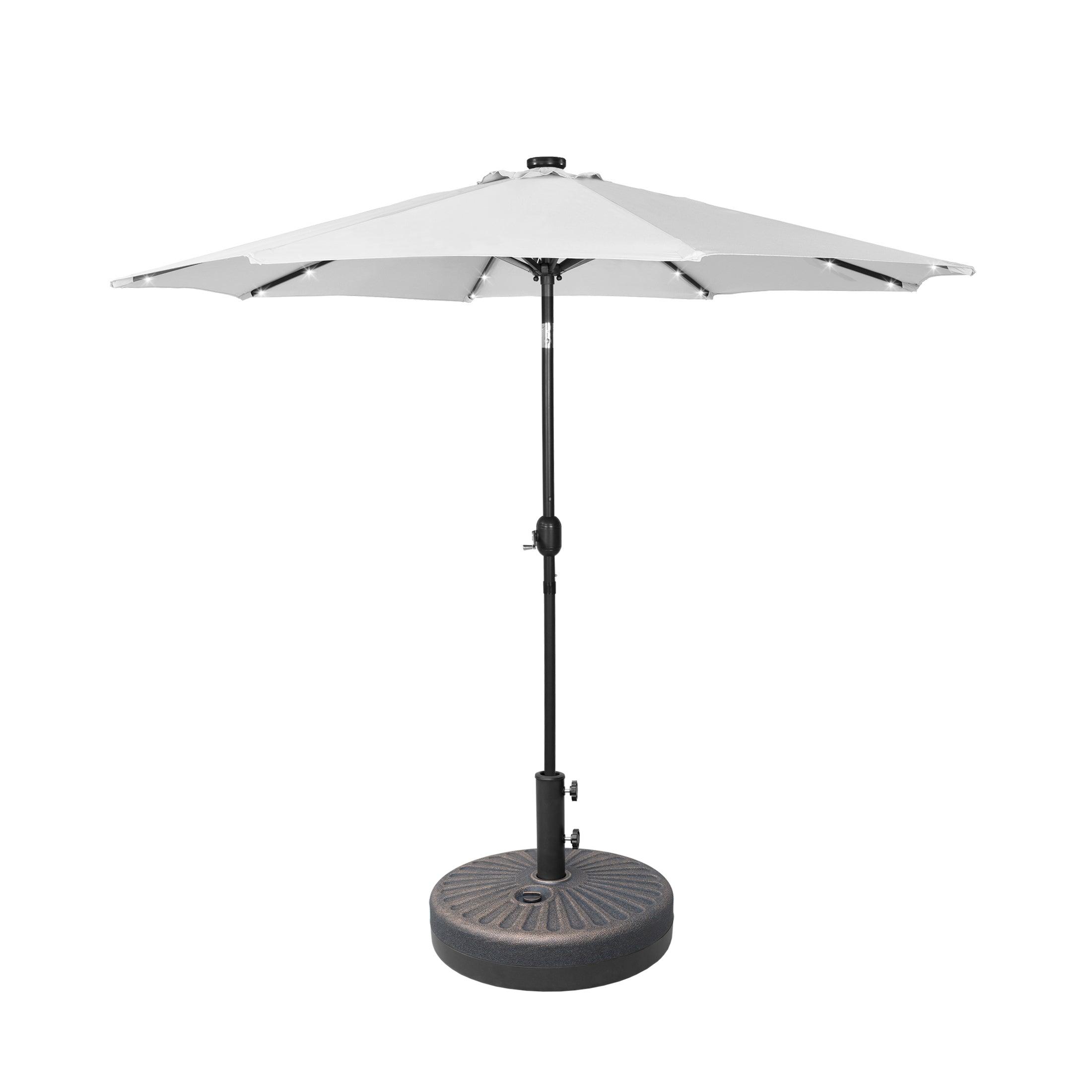 Westlake 9 Ft Solar LED Patio Umbrella with Bronze Round Base Included - Costaelm