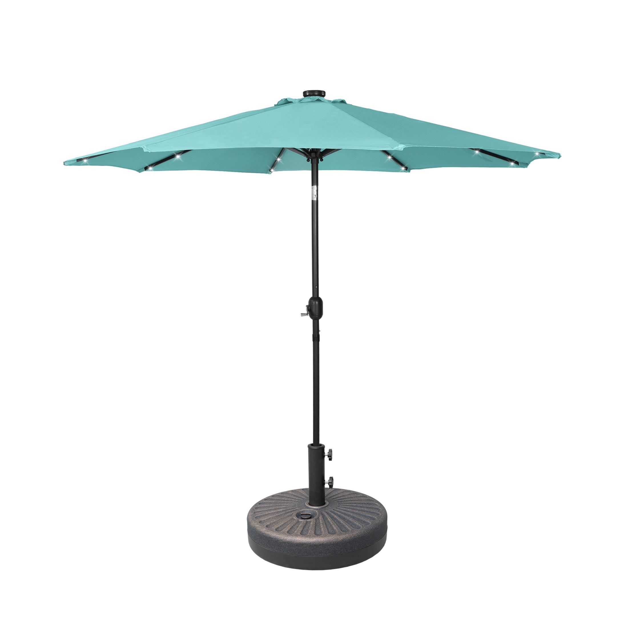 Westlake 9 Ft Solar LED Patio Umbrella with Bronze Round Base Included - Costaelm