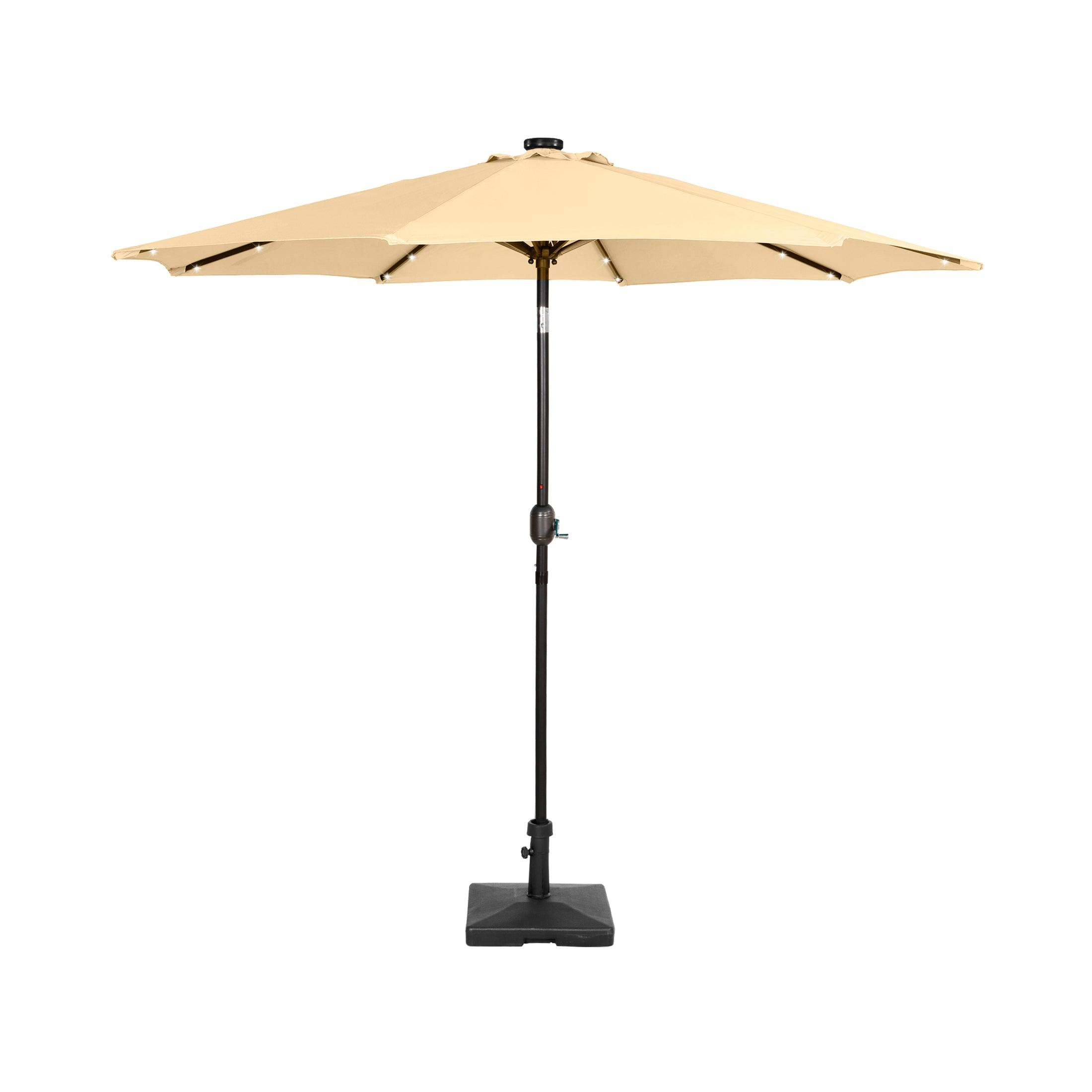 Westlake 9 Ft Solar LED Patio Umbrella with Square Concrete Base Included - Costaelm