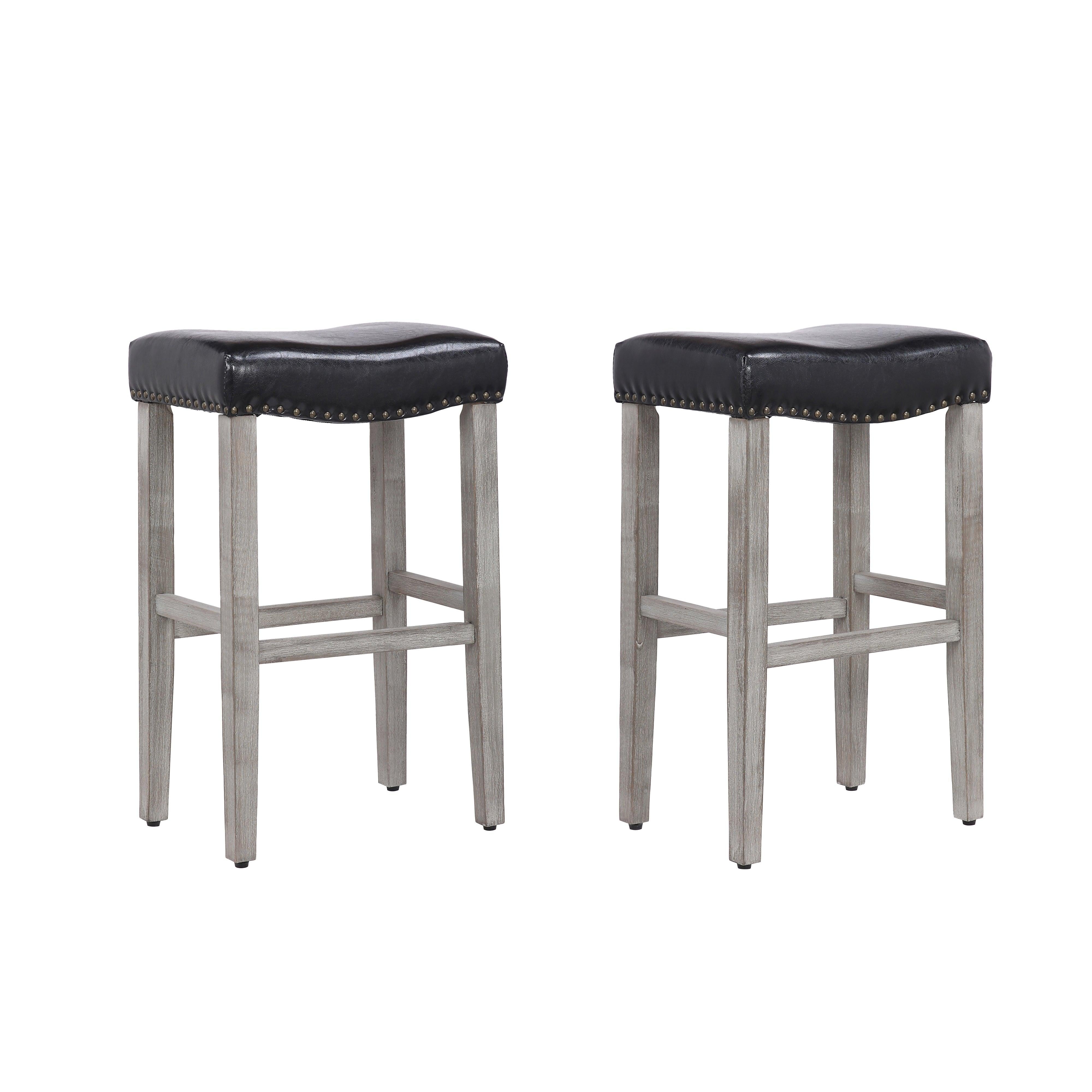 Bulmon 29" inch Upholstered Barstools with Nailhead Trim (Set of 2) - Costaelm