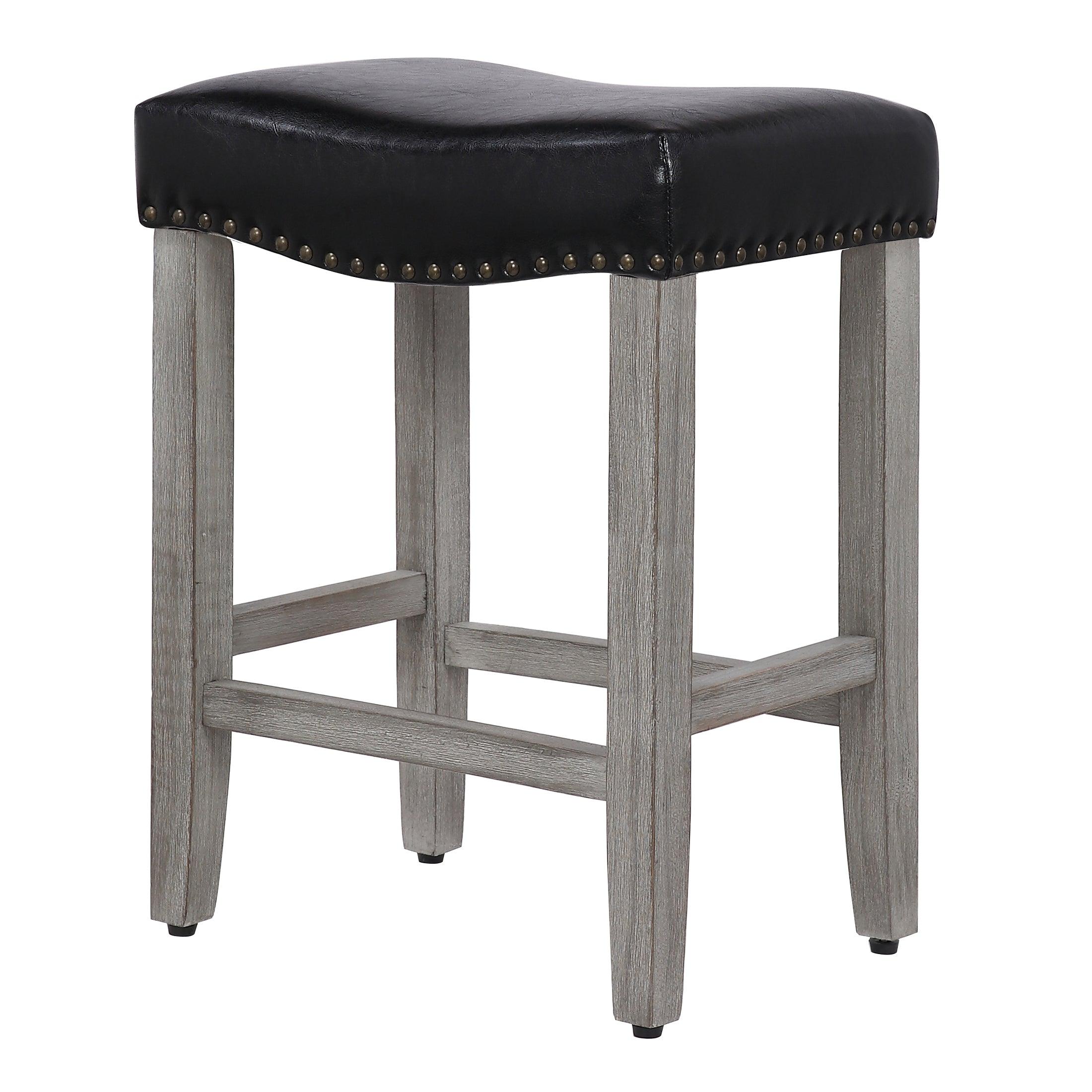 Bulmon 24" inch Upholstered Bar Stool with Nailhead Trim - Costaelm