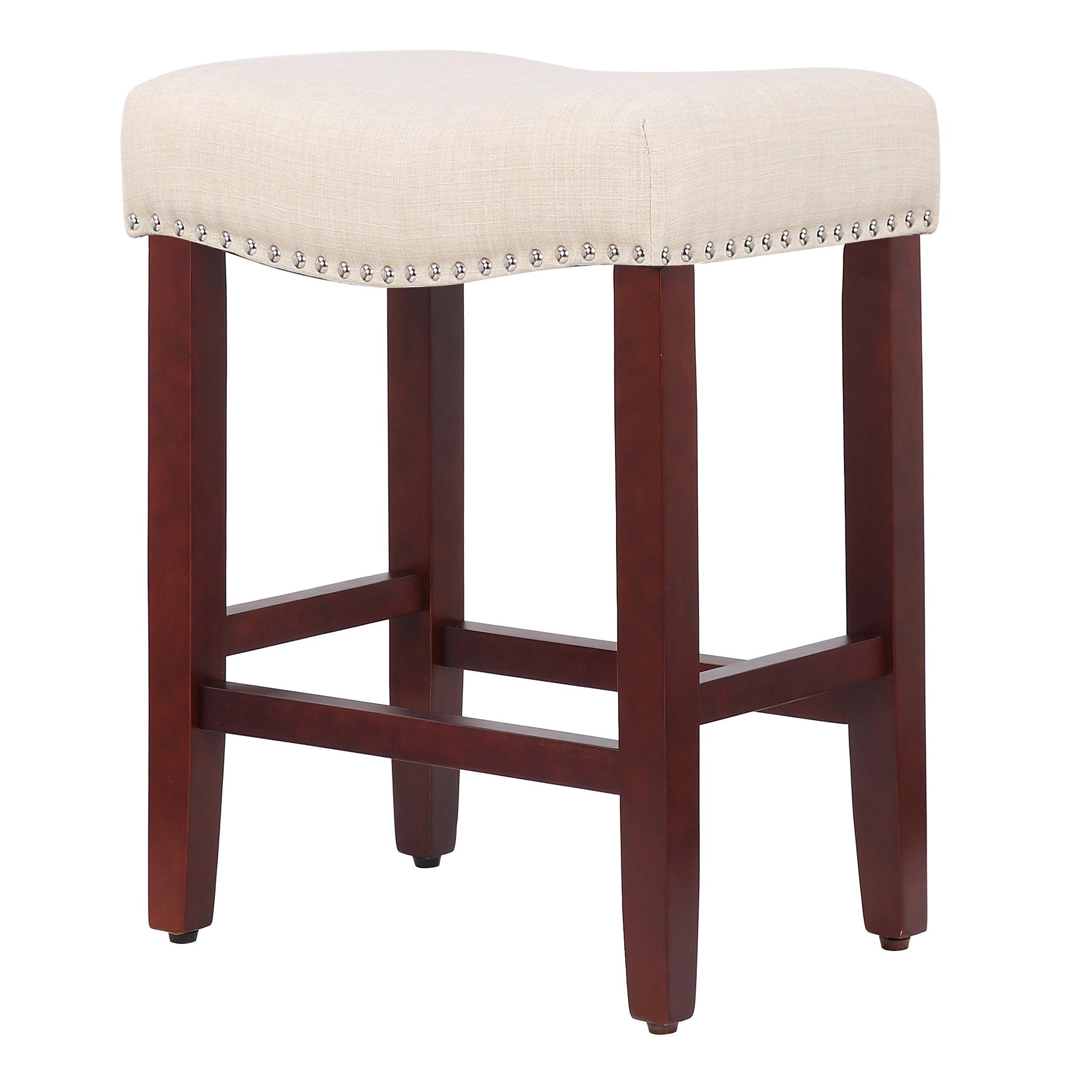 Bulmon 24" inch Upholstered Bar Stool with Nailhead Trim - Costaelm