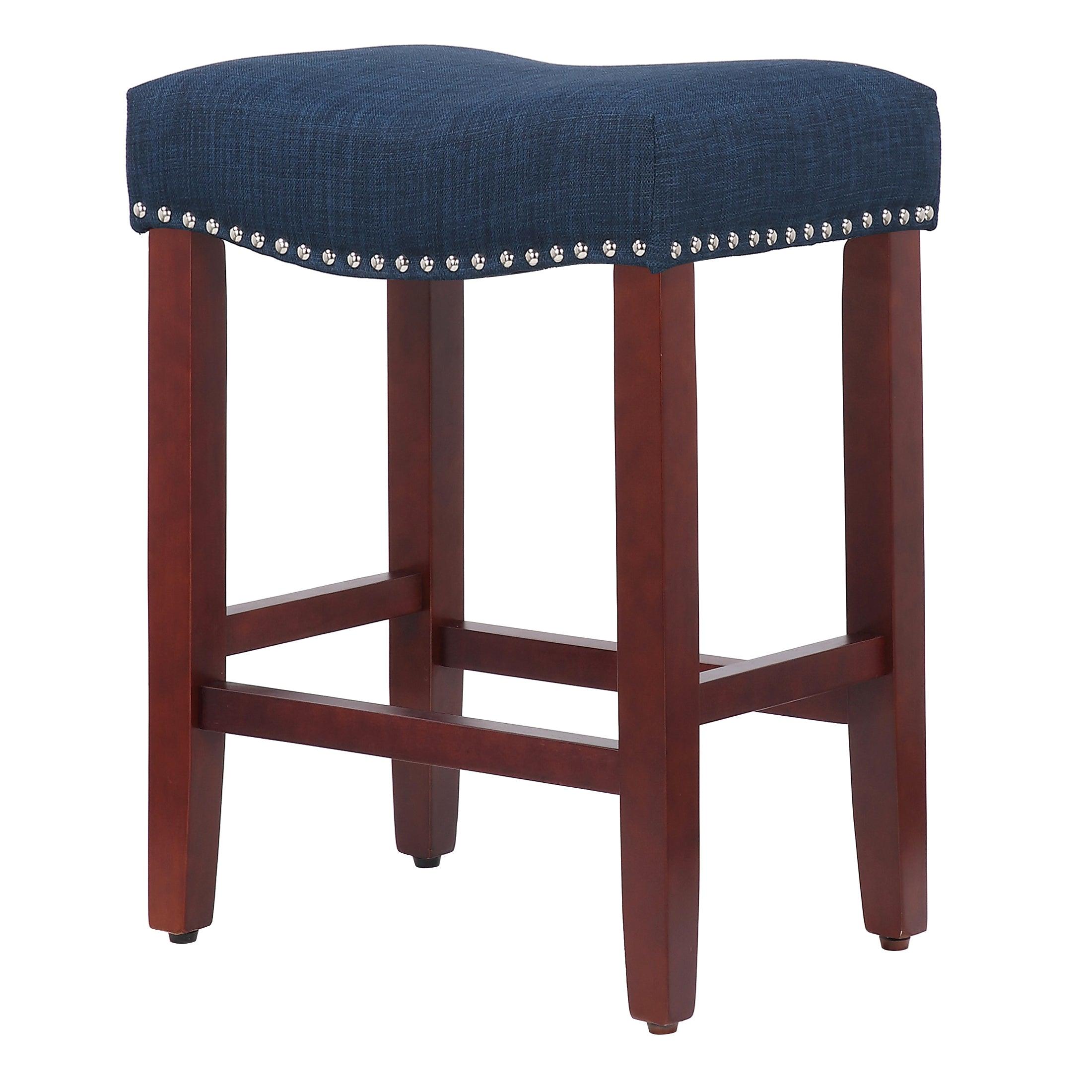 Bulmon 24" inch Upholstered Bar Stool with Nailhead Trim - Costaelm