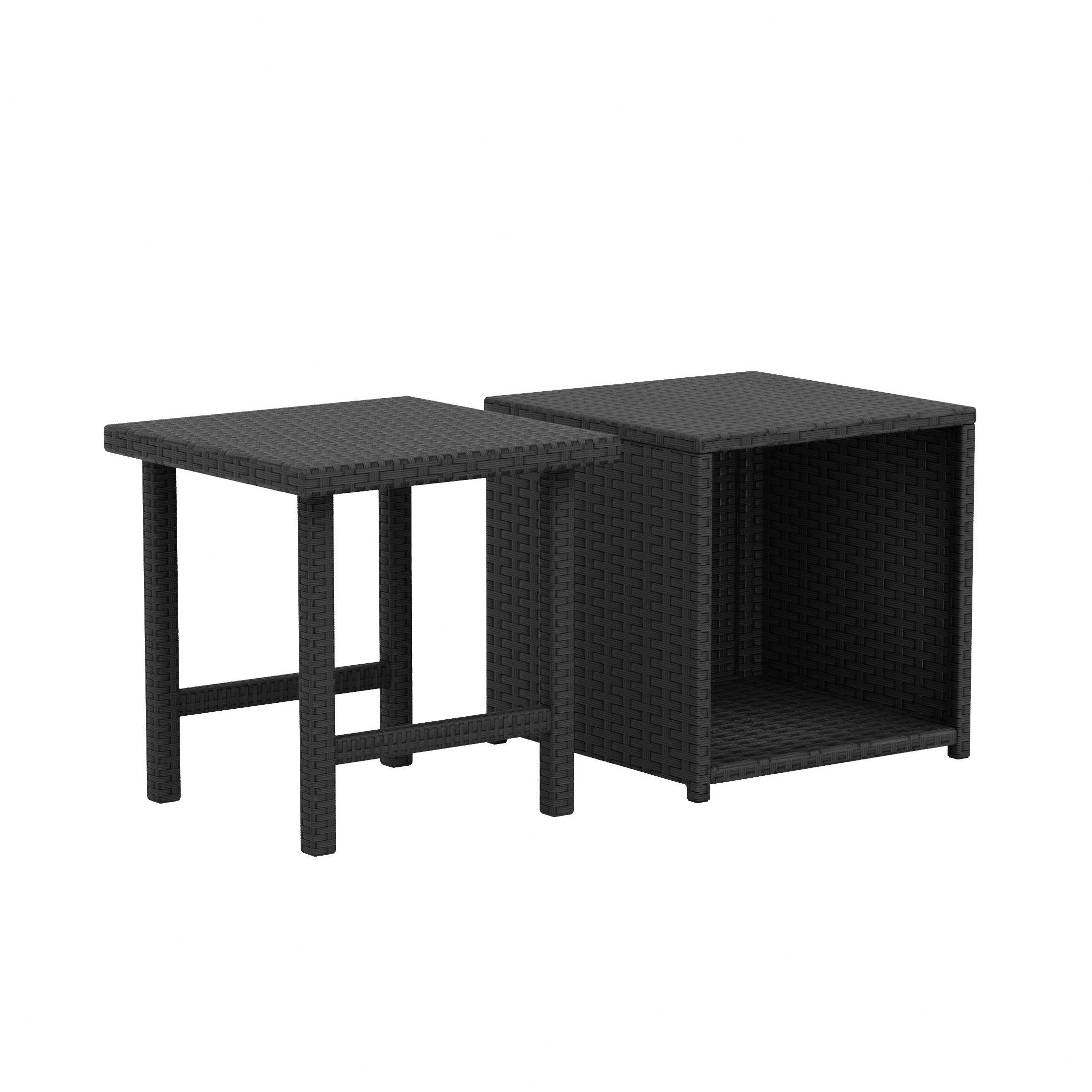 Wynston 2-Pieces Set Cube Ottoman with  Square Side Table - Costaelm