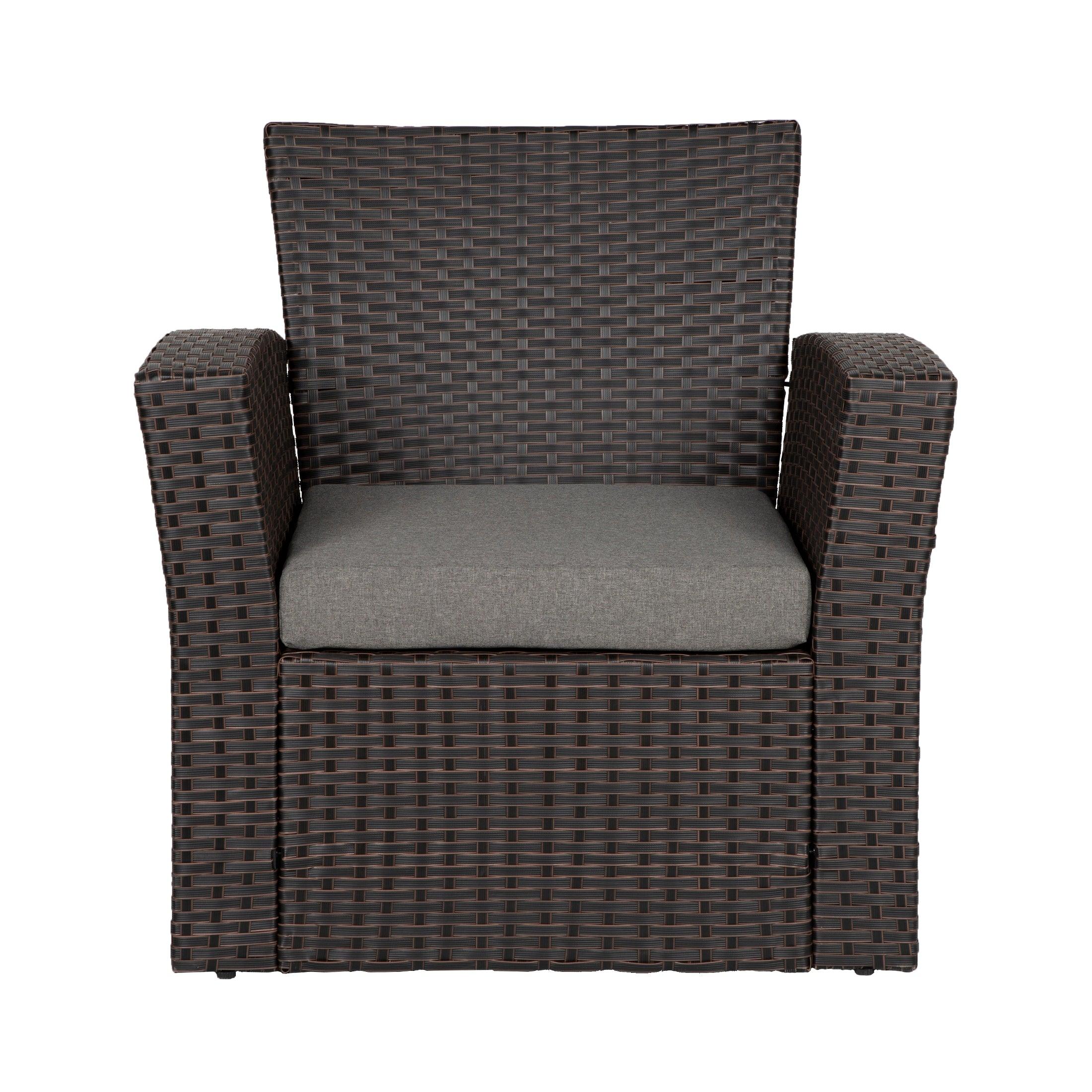 WYNSTON 4-Piece Outdoor Patio Conversation Set with Cushions, Chocolate/Gray