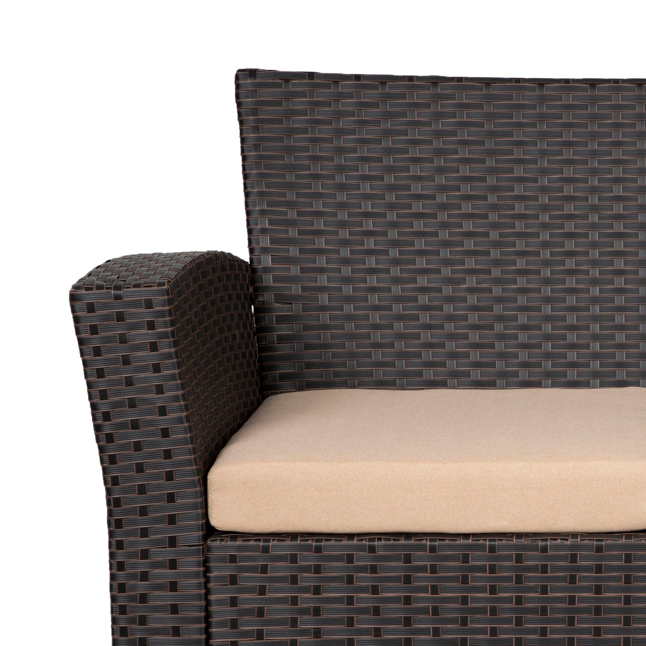 Wynston 4-Piece Outdoor Patio Conversation Set Chocolate PE Rattan Wicker - Costaelm