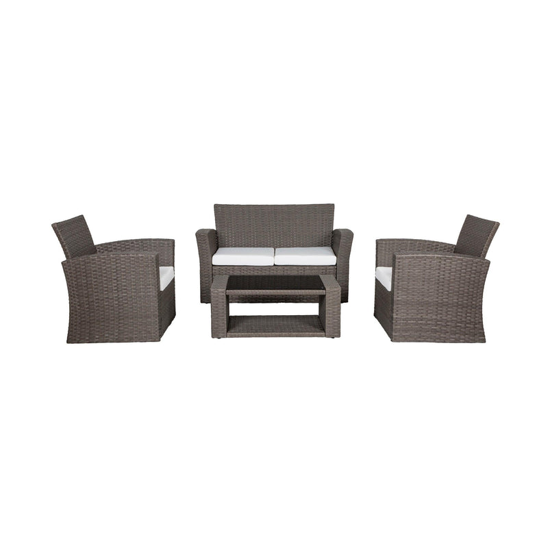 WYNSTON 4-Piece Outdoor Patio Conversation Set with Cushions, Gray/White