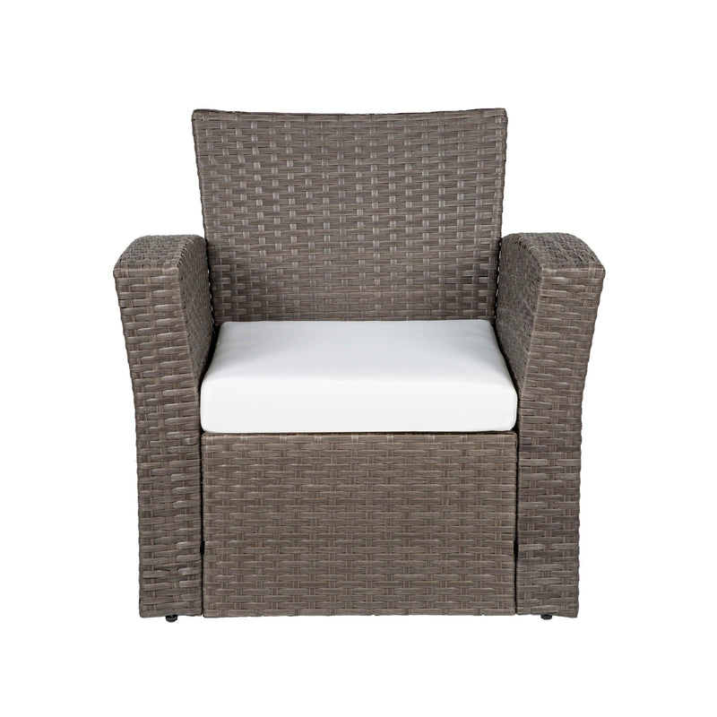 WYNSTON 4-Piece Outdoor Patio Conversation Set with Cushions, Gray/White