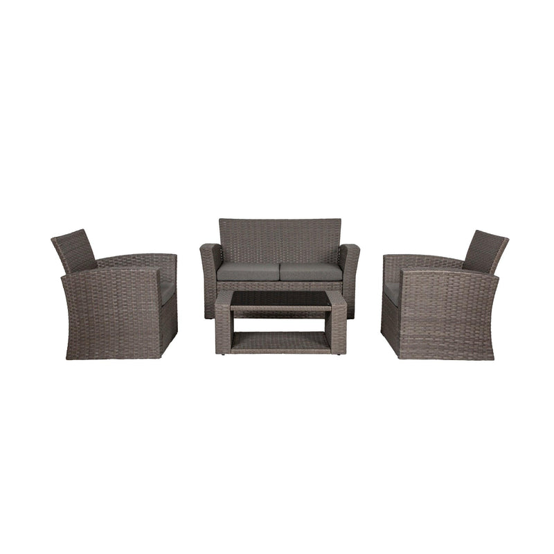 WYNSTON 4-Piece Outdoor Patio Conversation Set with Cushions, Gray/Gray