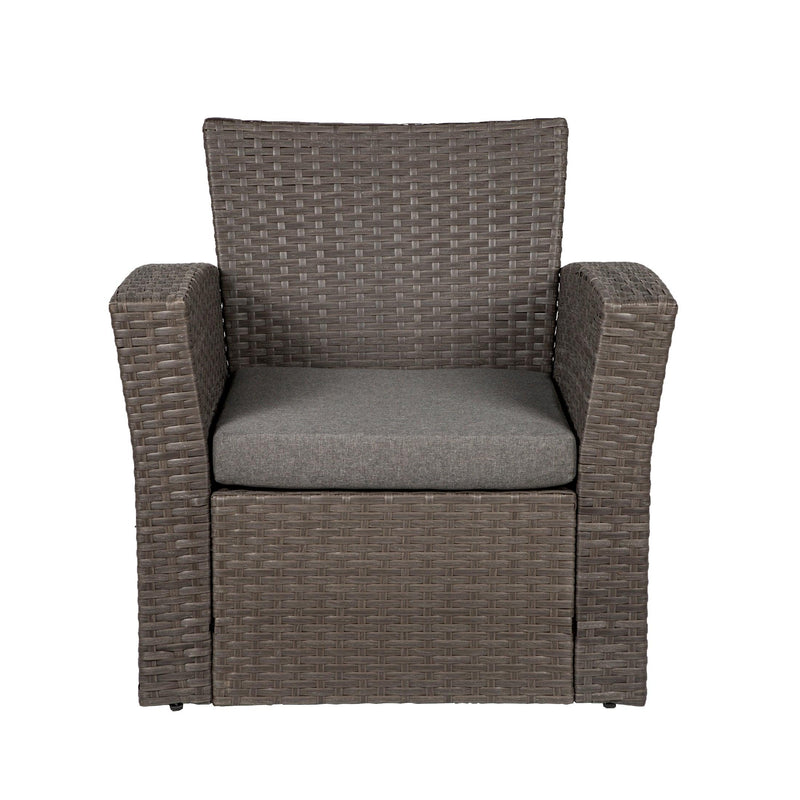 WYNSTON 4-Piece Outdoor Patio Conversation Set with Cushions, Gray/Gray