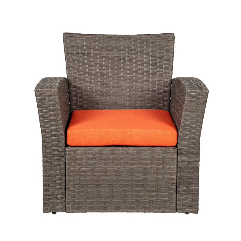 WYNSTON 4-Piece Outdoor Patio Conversation Set with Cushions, Gray/Orange