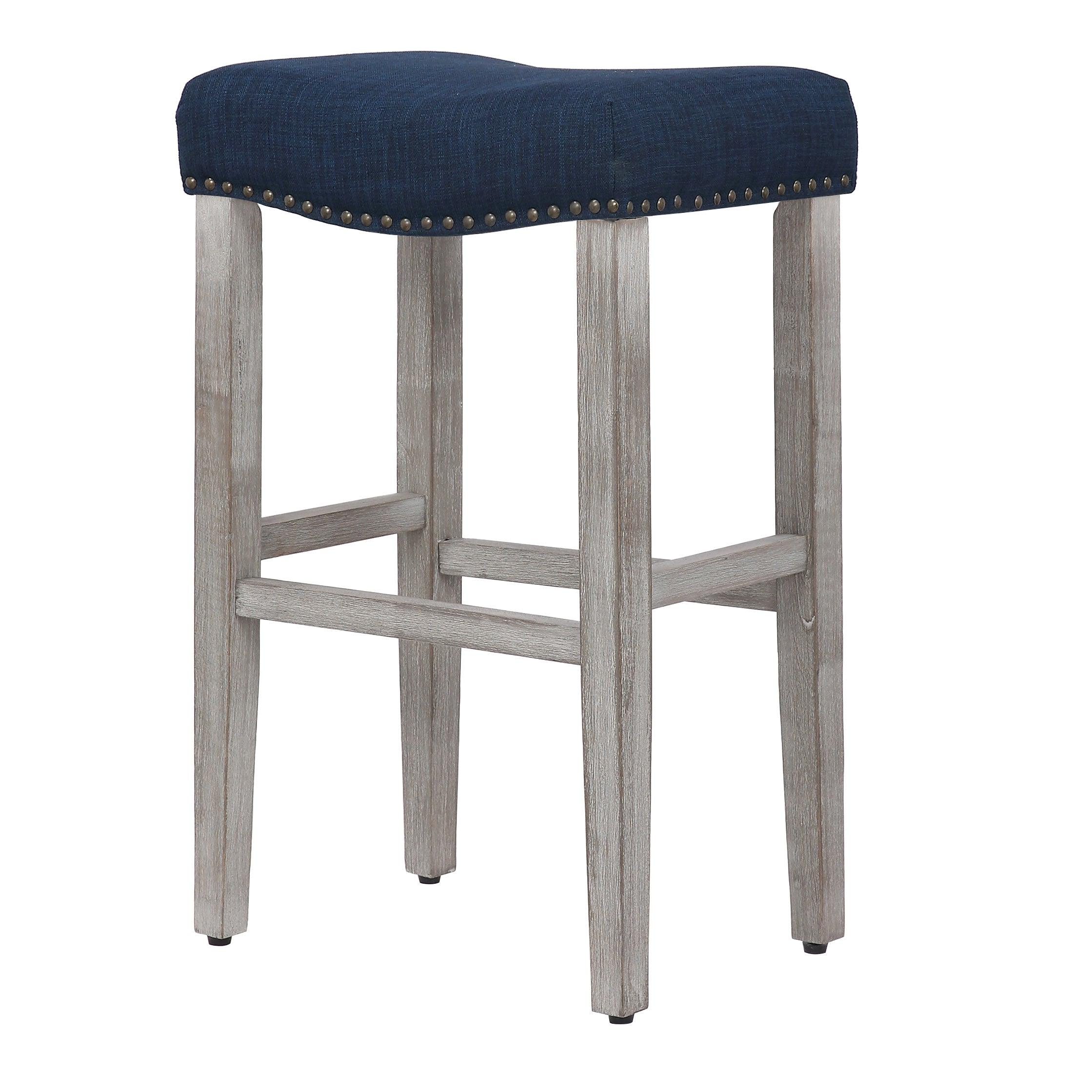 Bulmon 29" inch Upholstered Barstools with Nailhead Trim (Set of 2) - Costaelm