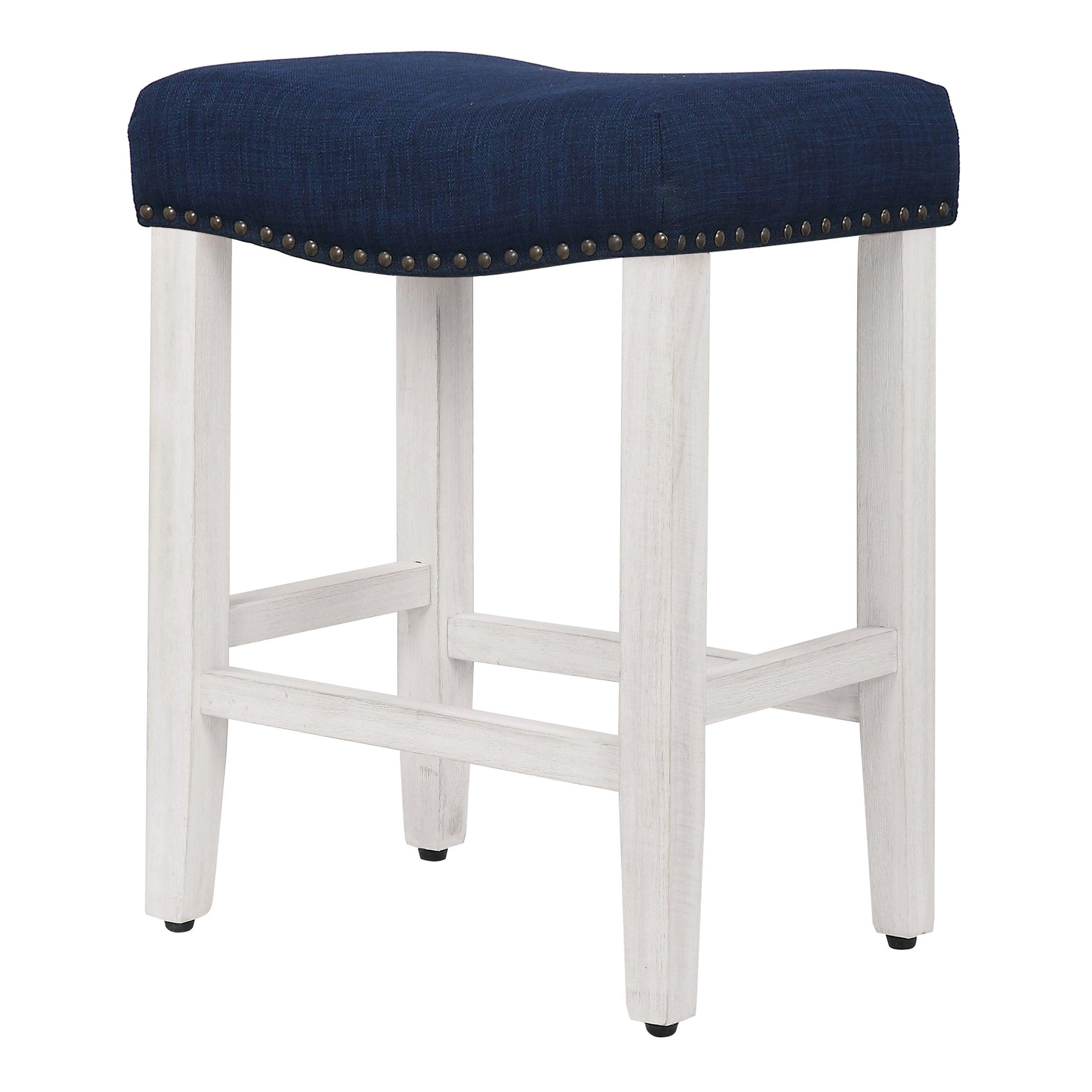 Bulmon 24" inch Upholstered Bar Stool with Nailhead Trim - Costaelm