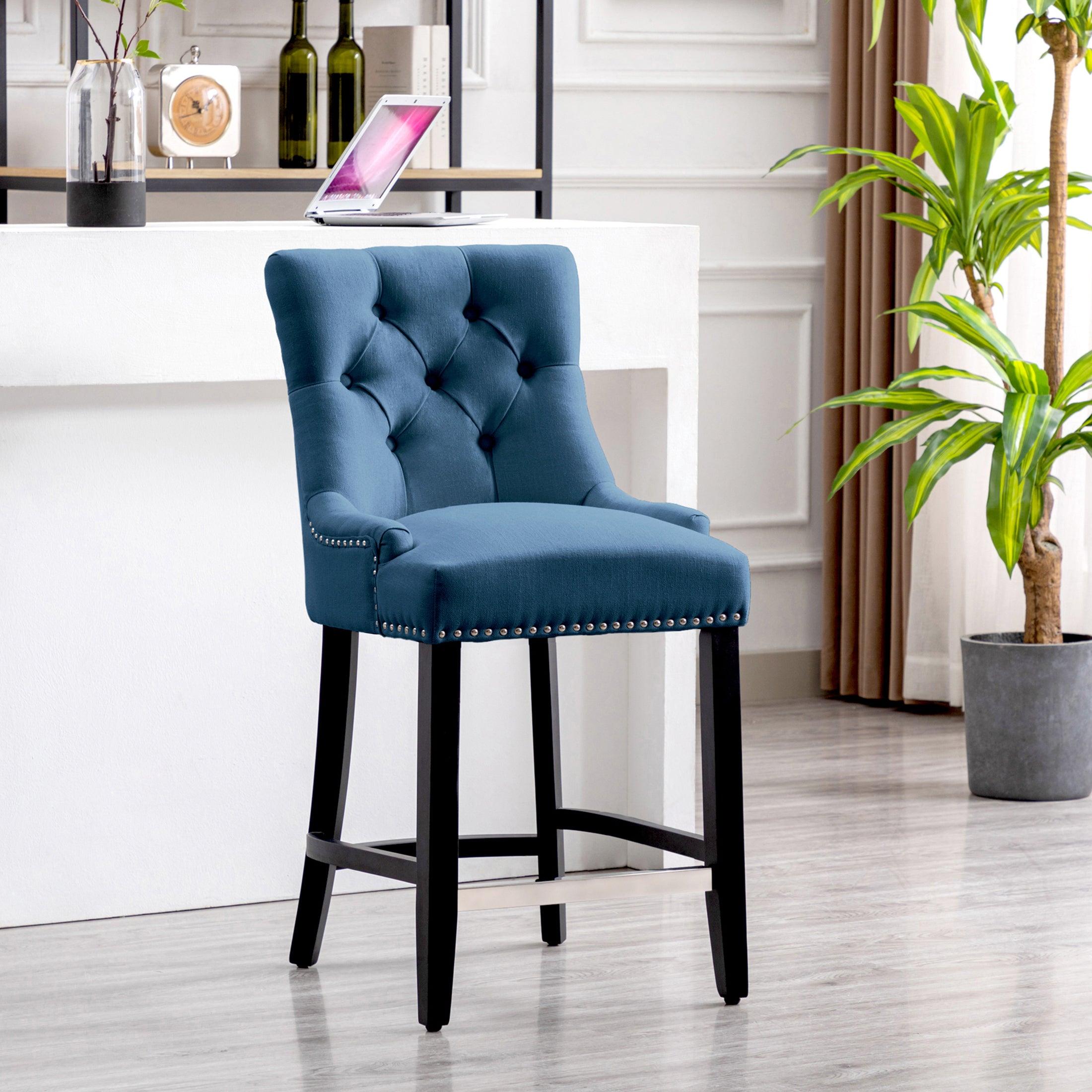 Bellmount 24" Upholstered Tufted Wingback Counter Stool - Costaelm