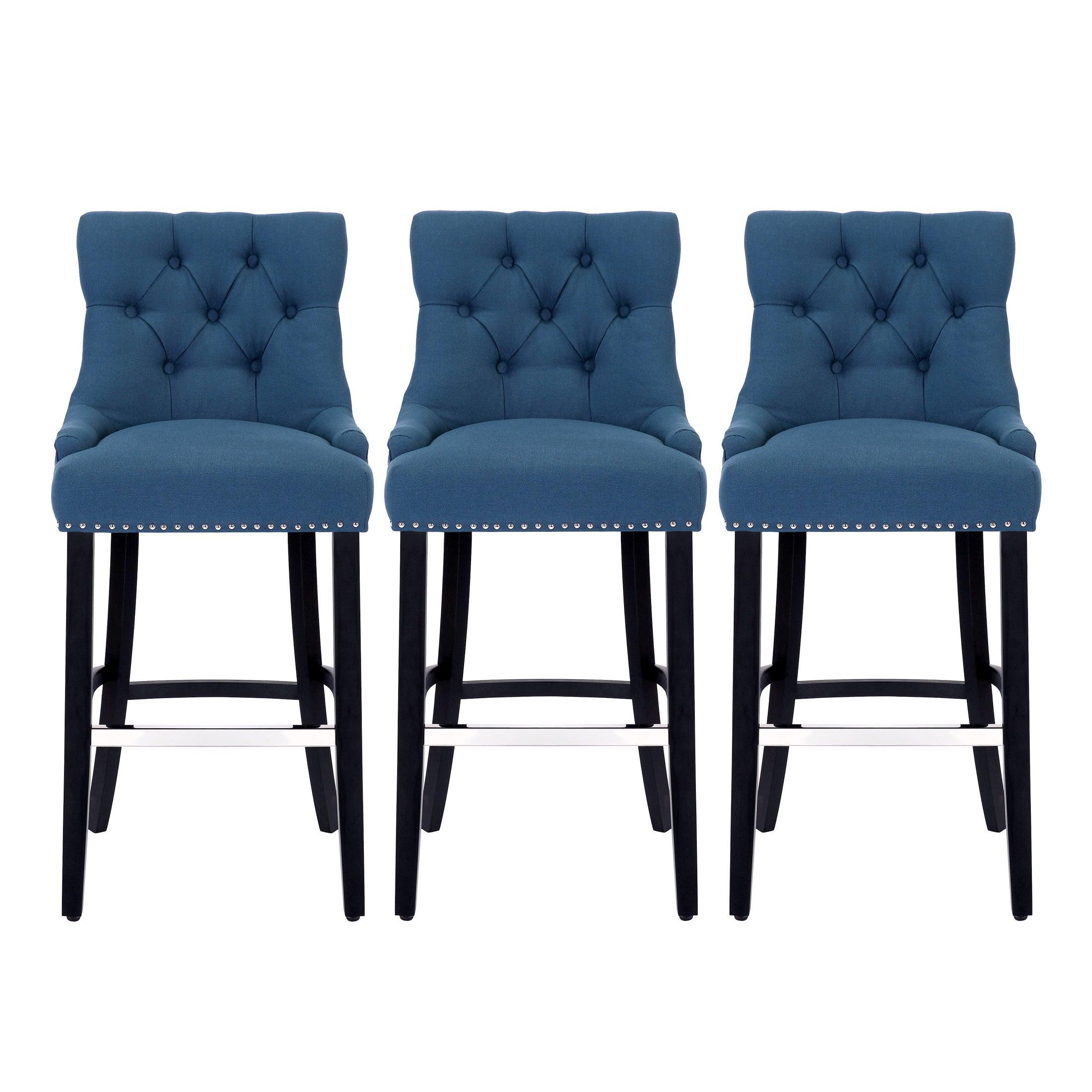 Bellmount 29" Upholstered Tufted Wingback Bar Stool (Set of 3) - Costaelm